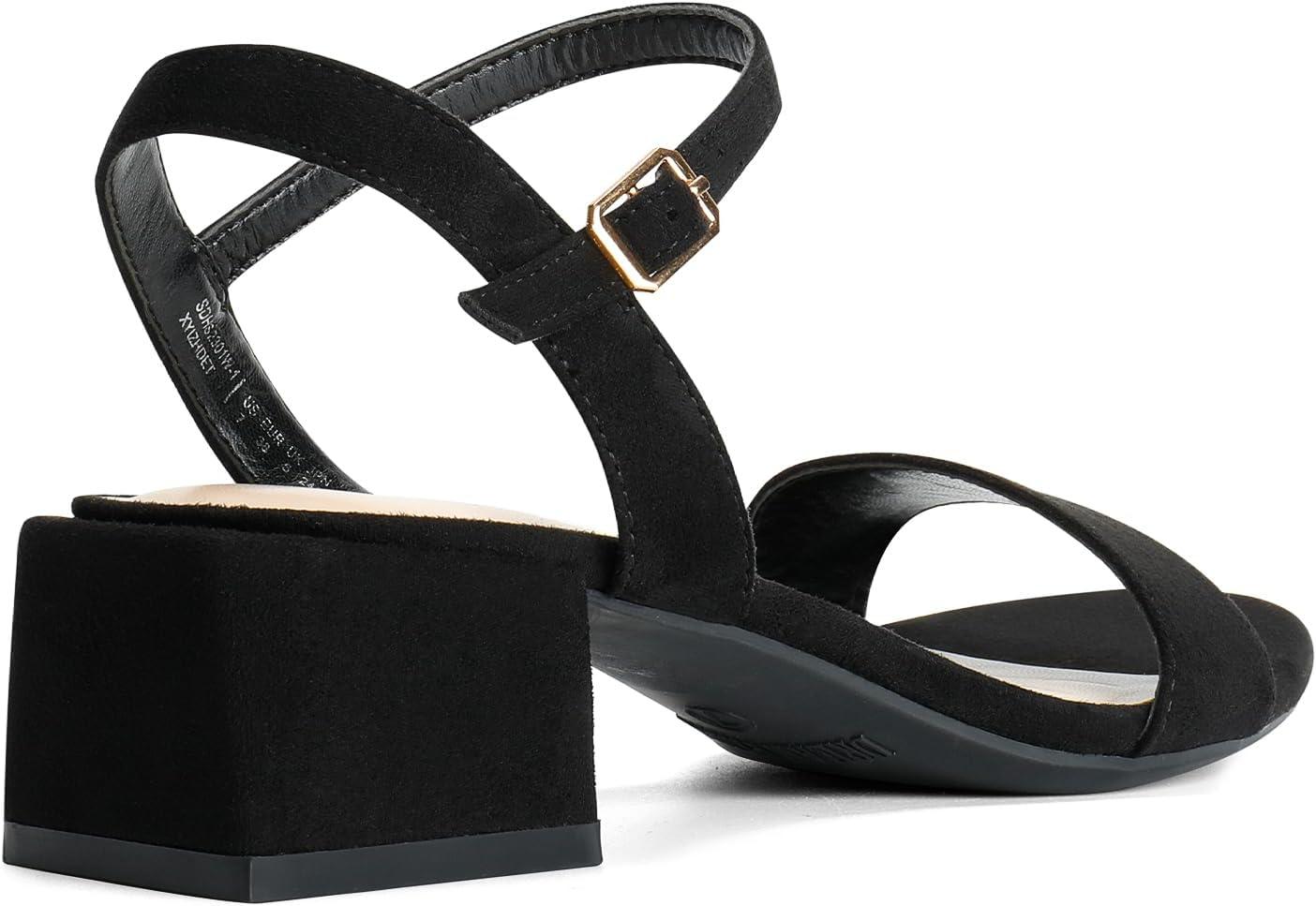 imageDREAM PAIRS Womens Low Heels for Women Classic Open Toe Ankle Strap Block Chunky Heel Sandals Holiday Party Wedding Dress Pumps ShoesBlacksuede