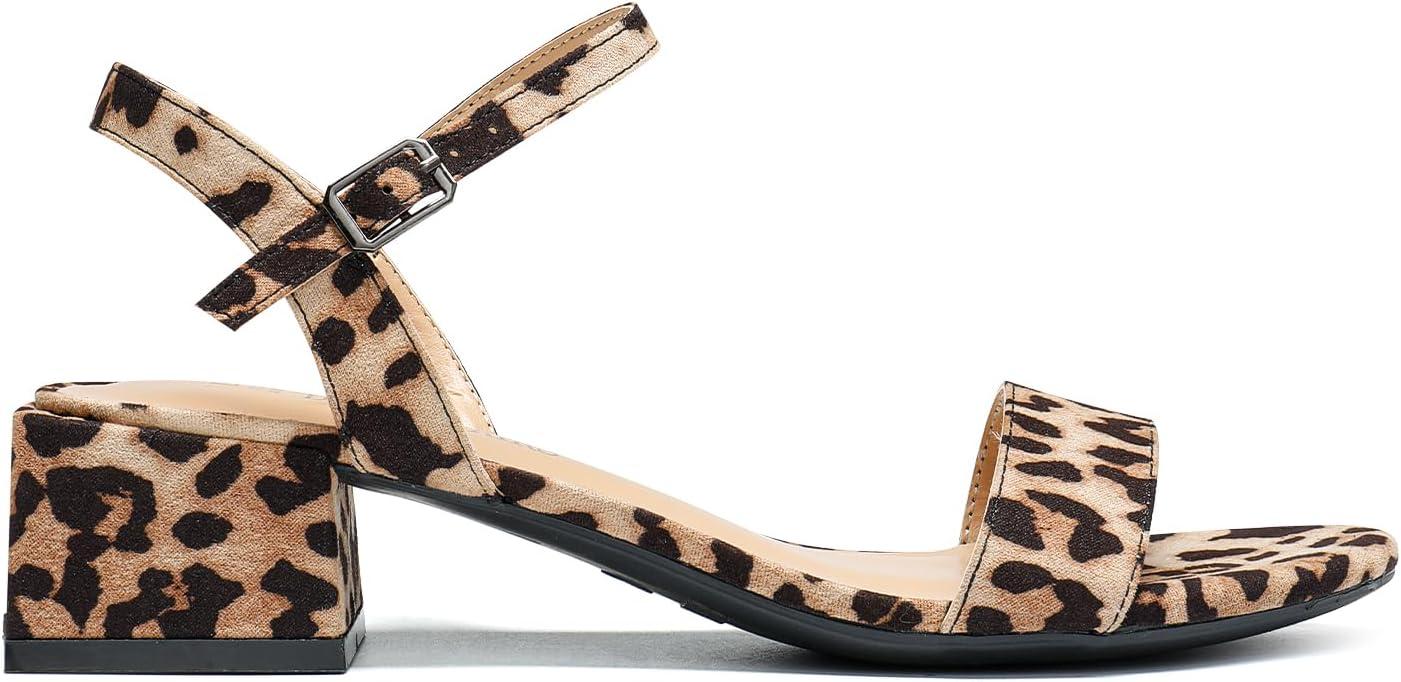 imageDREAM PAIRS Womens Low Heels for Women Classic Open Toe Ankle Strap Block Chunky Heel Sandals Holiday Party Wedding Dress Pumps ShoesLeopardsuede