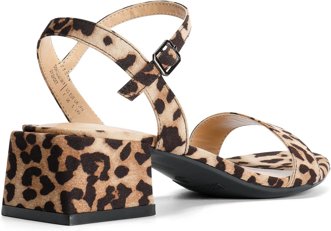 imageDREAM PAIRS Womens Low Heels for Women Classic Open Toe Ankle Strap Block Chunky Heel Sandals Holiday Party Wedding Dress Pumps ShoesLeopardsuede