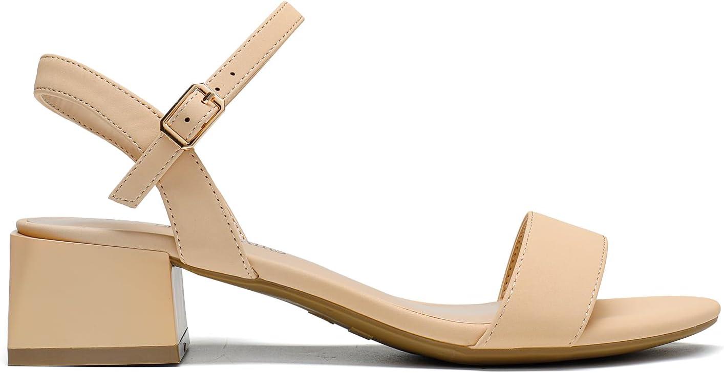 imageDREAM PAIRS Womens Low Heels for Women Classic Open Toe Ankle Strap Block Chunky Heel Sandals Holiday Party Wedding Dress Pumps ShoesNudenubuck