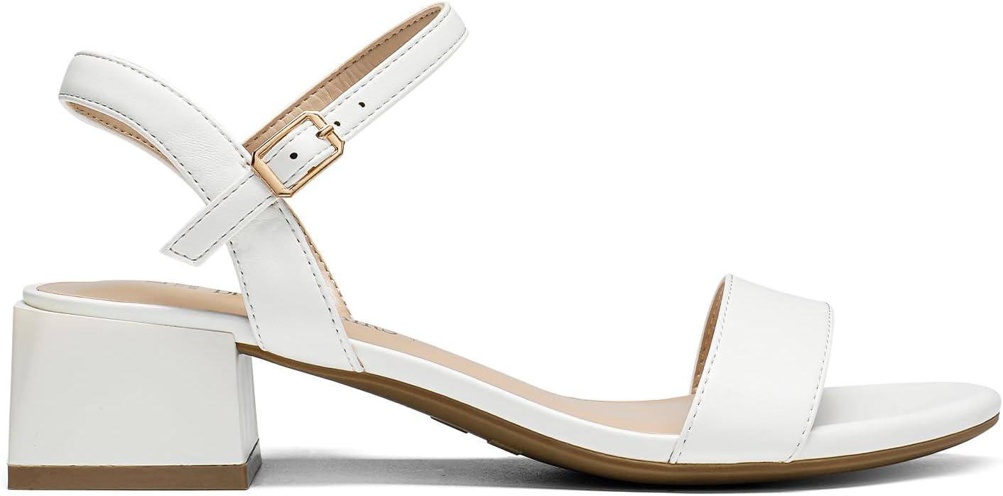 imageDREAM PAIRS Womens Low Heels for Women Classic Open Toe Ankle Strap Block Chunky Heel Sandals Holiday Party Wedding Dress Pumps ShoesWhitepu