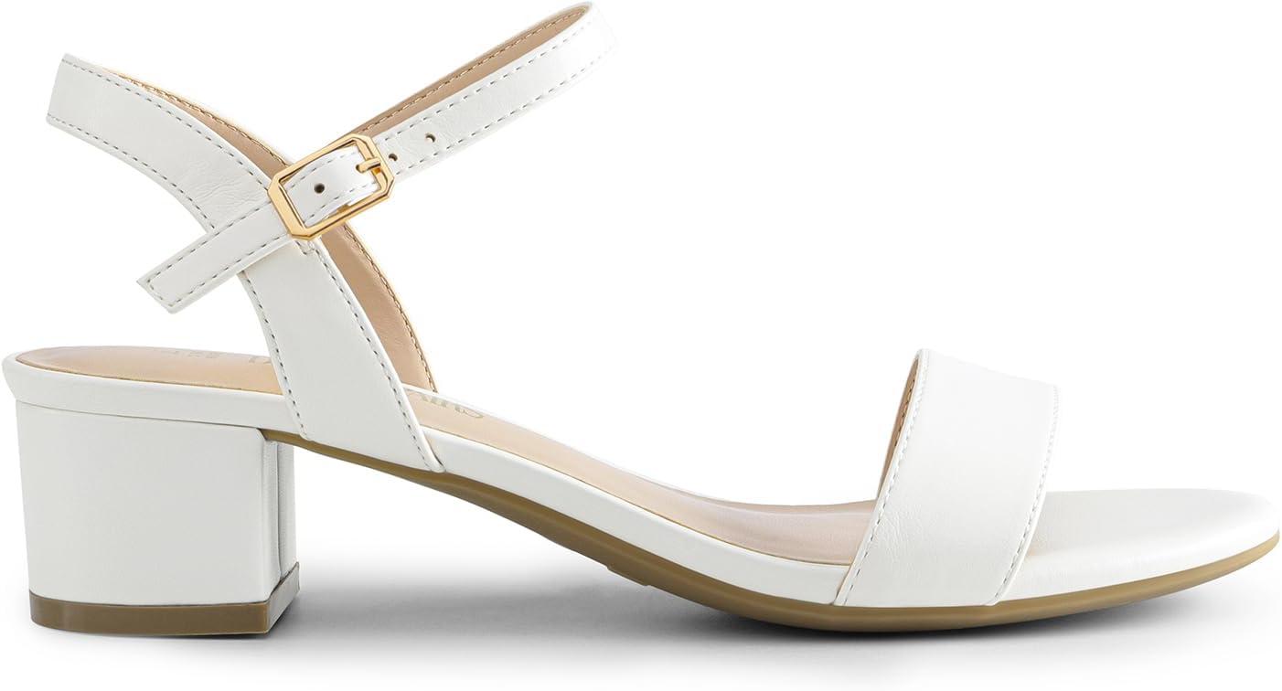imageDREAM PAIRS Womens Low Heels for Women Classic Open Toe Ankle Strap Block Chunky Heel Sandals Holiday Party Wedding Dress Pumps ShoesWhitepu1