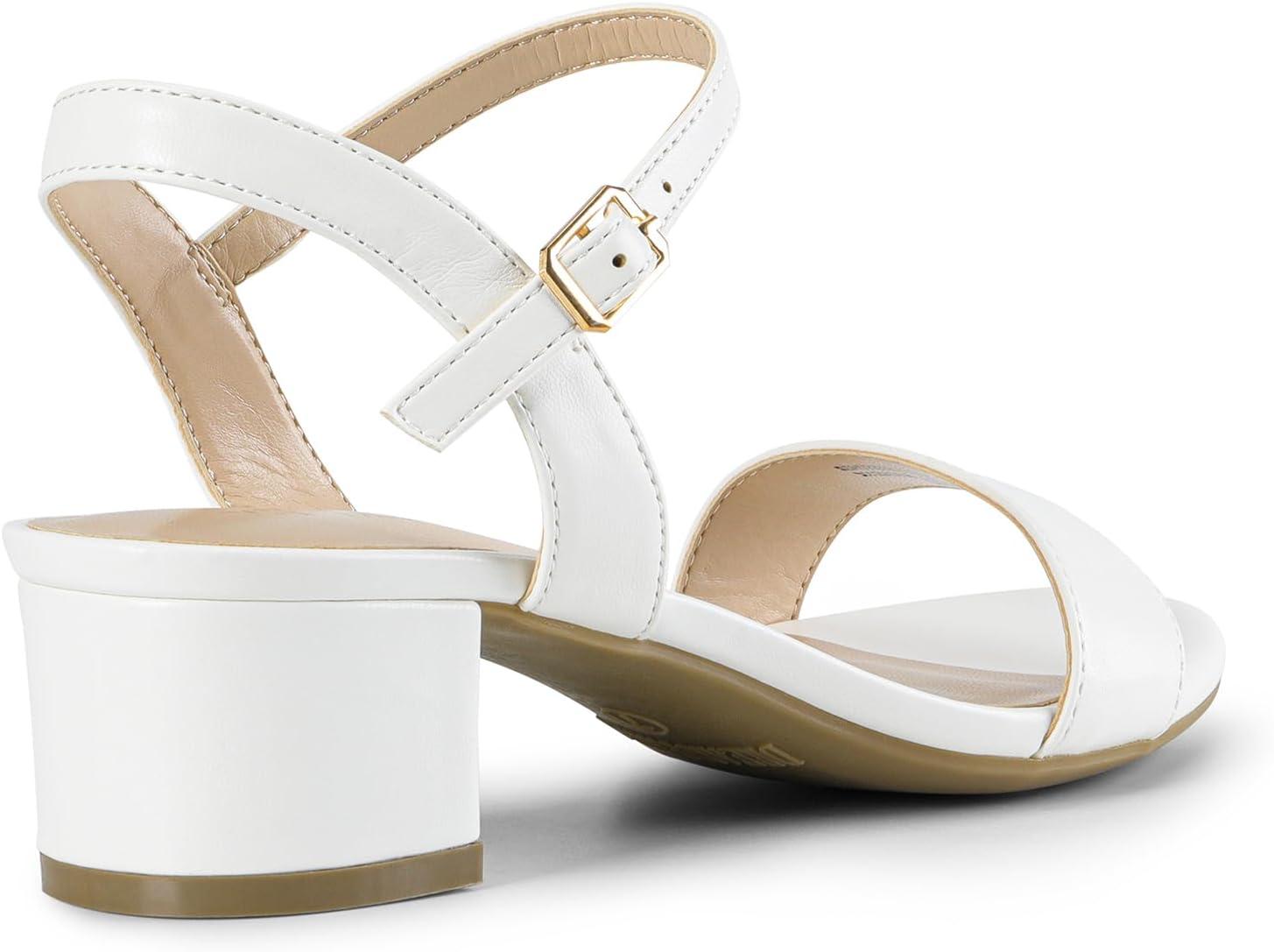 imageDREAM PAIRS Womens Low Heels for Women Classic Open Toe Ankle Strap Block Chunky Heel Sandals Holiday Party Wedding Dress Pumps ShoesWhitepu1