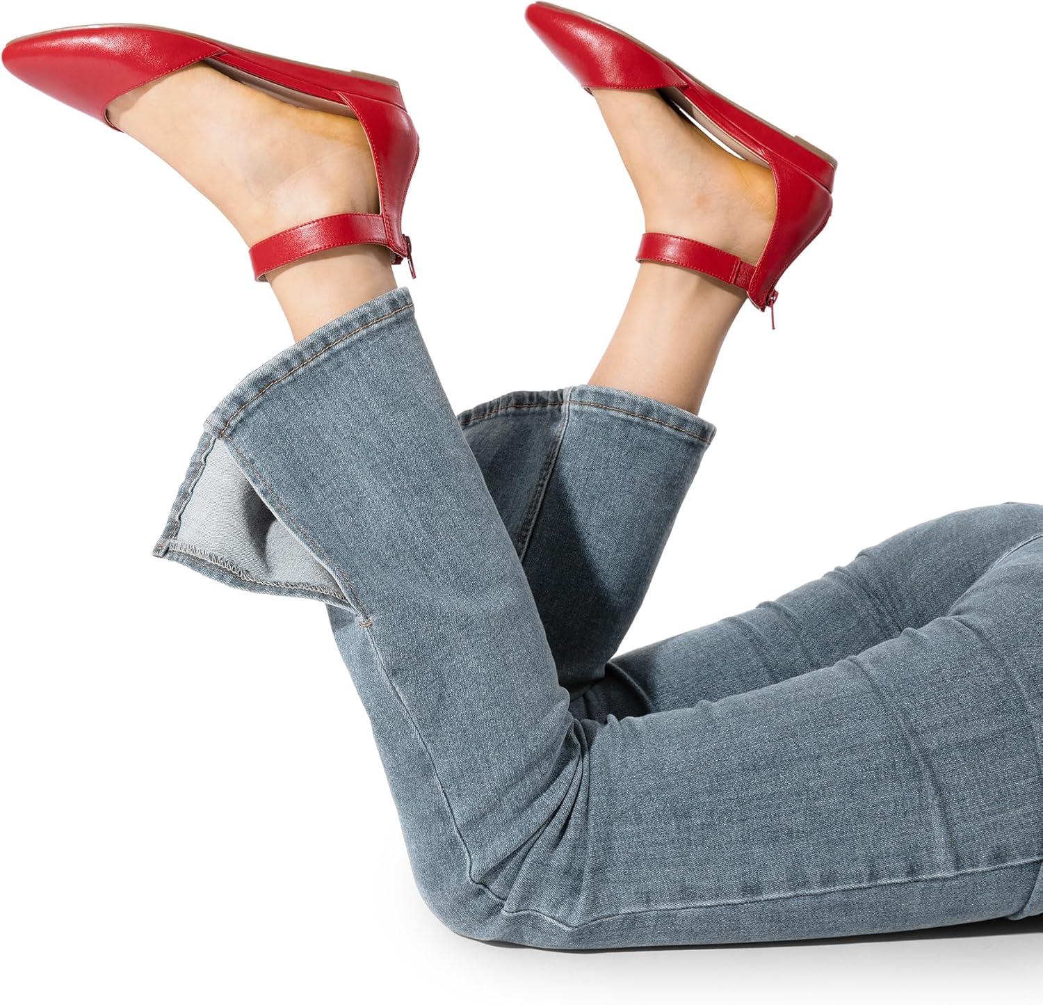 imageDREAM PAIRS Womens Low Wedge Round Toe Ankle Strap Dress Comfortable Casual Flats ShoesRedpu1
