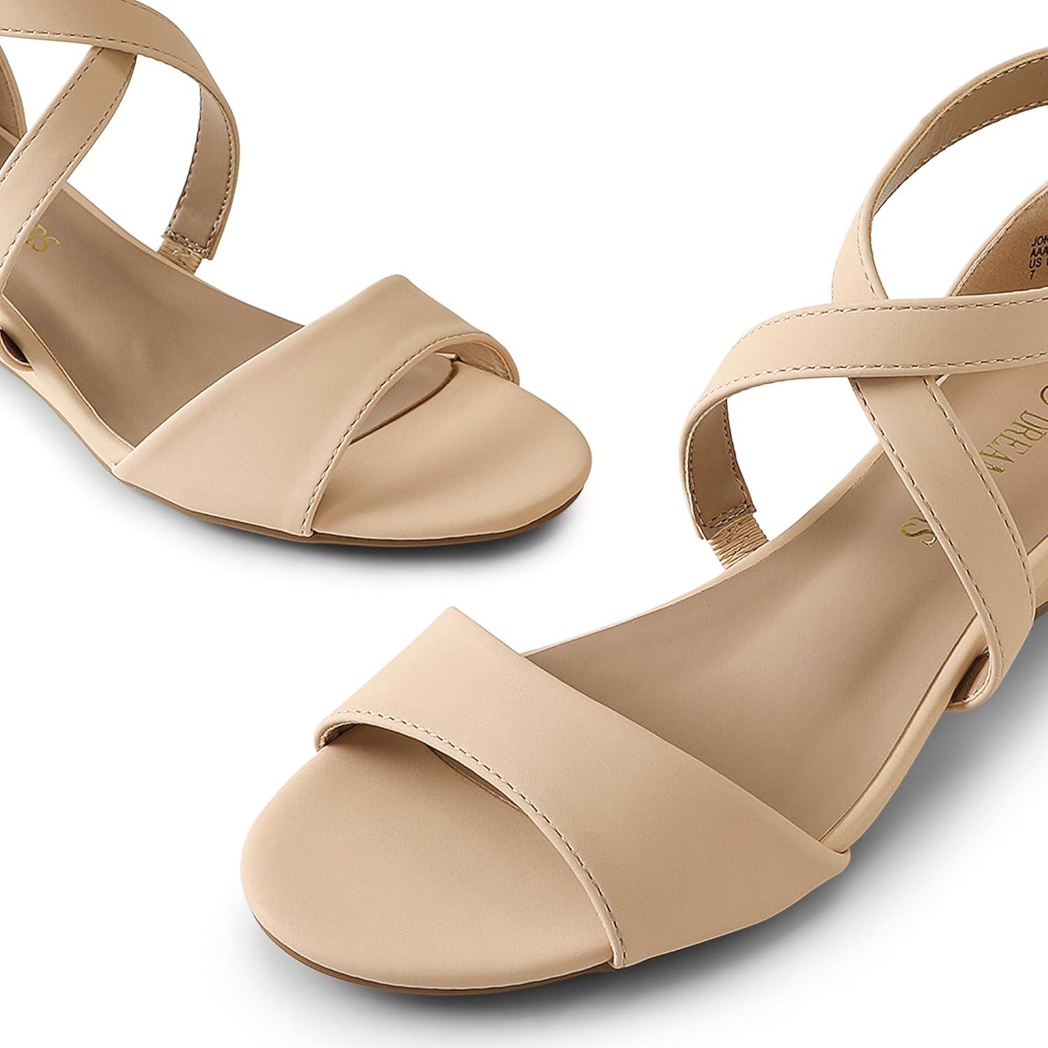 imageDREAM PAIRS Womens Low Wedge Sandals Ankle Strap Heel Sandal Open Toe Wide Dress Summer ShoesNudenubuck