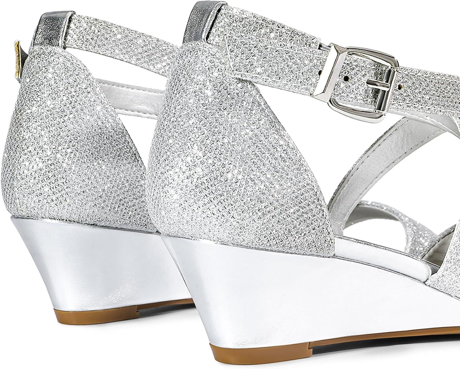 imageDREAM PAIRS Womens Low Wedge Sandals Ankle Strap Heel Sandal Open Toe Wide Dress Summer ShoesSilver