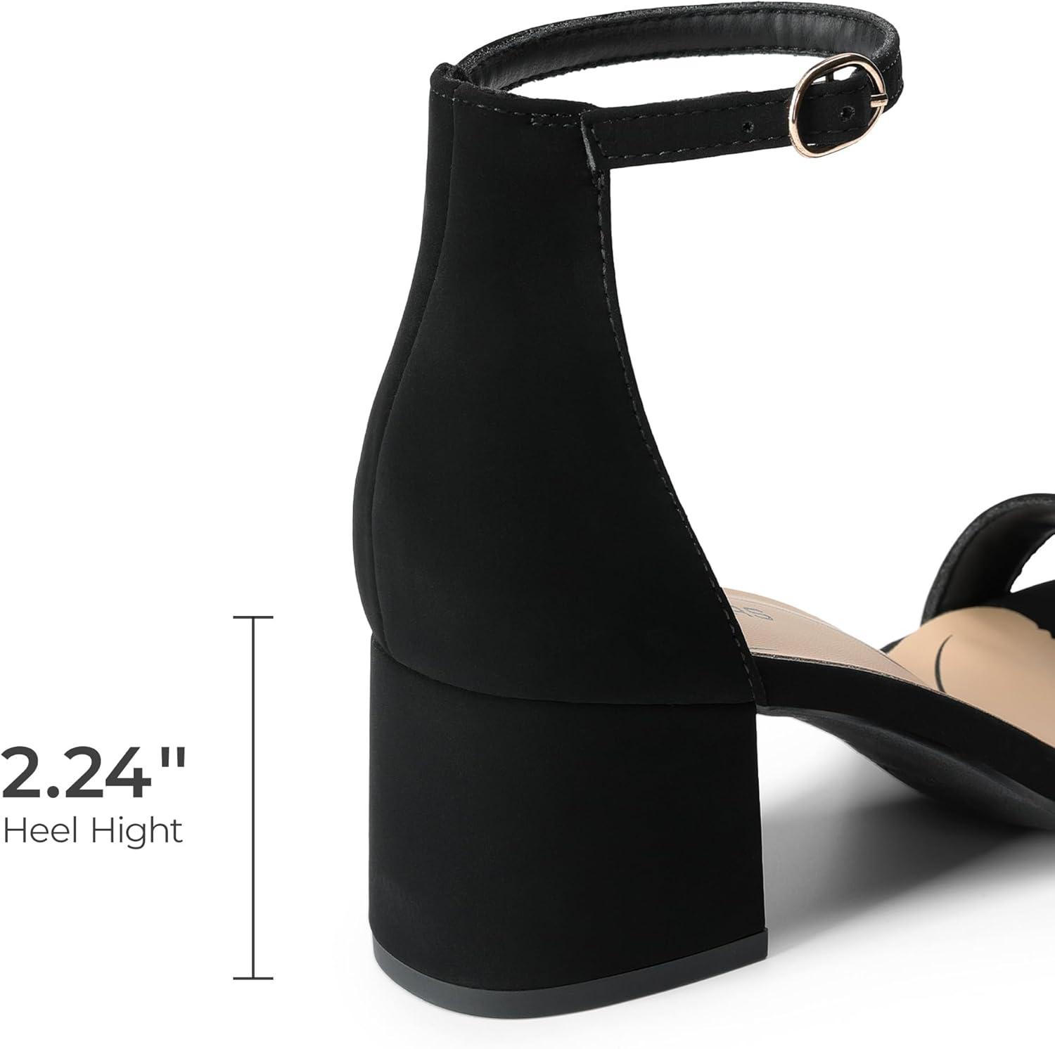 imageDREAM PAIRS Womens LowChunk Low Heel Pump SandalBlackNubuck