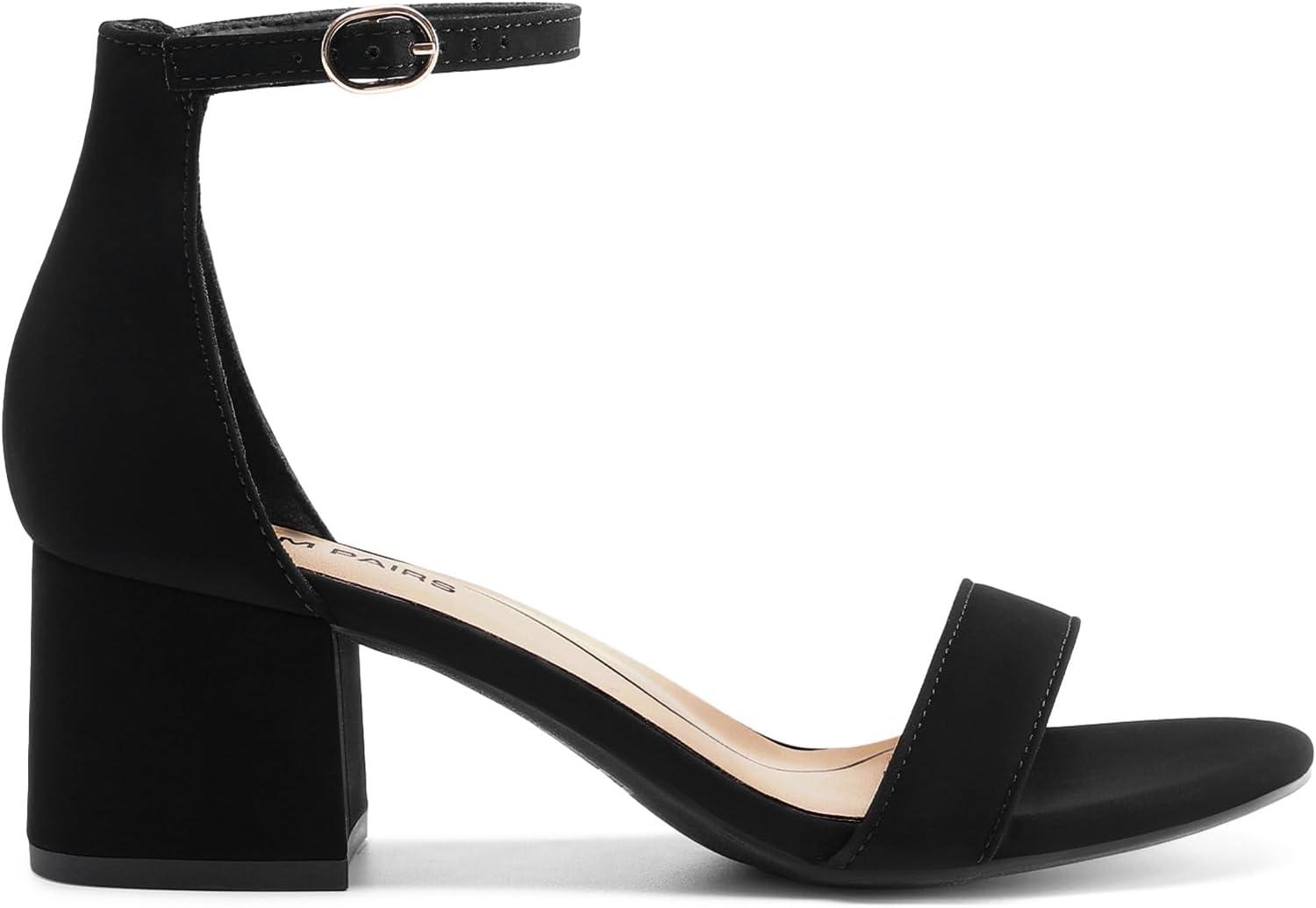 imageDREAM PAIRS Womens LowChunk Low Heel Pump SandalBlackNubuck
