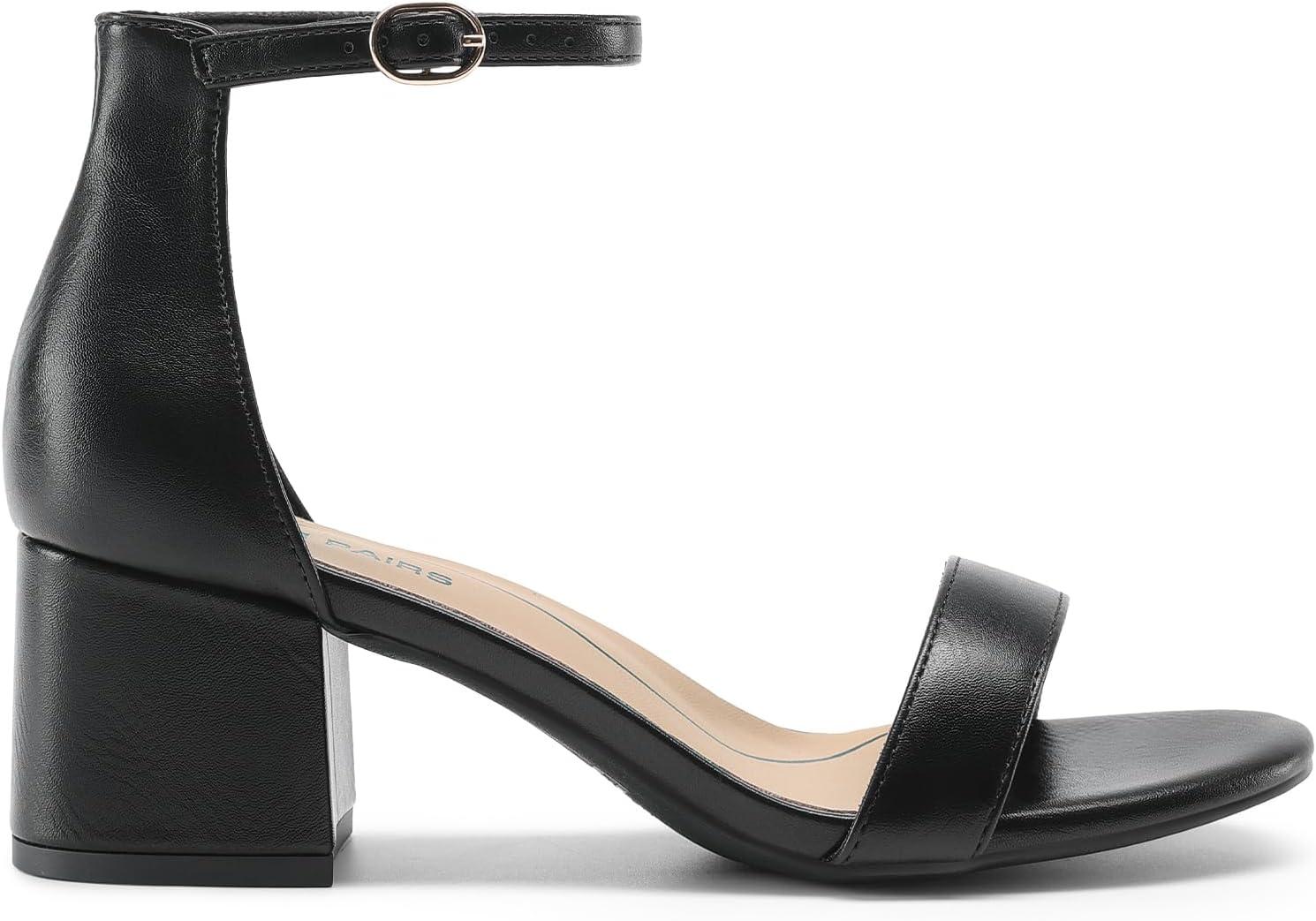 imageDREAM PAIRS Womens LowChunk Low Heel Pump SandalBlackPu