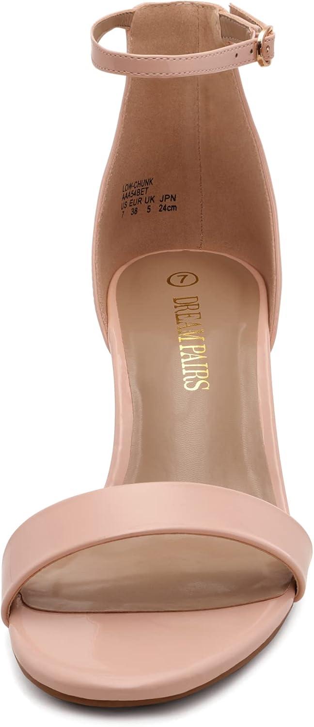 imageDREAM PAIRS Womens LowChunk Low Heel Pump SandalBlushPat