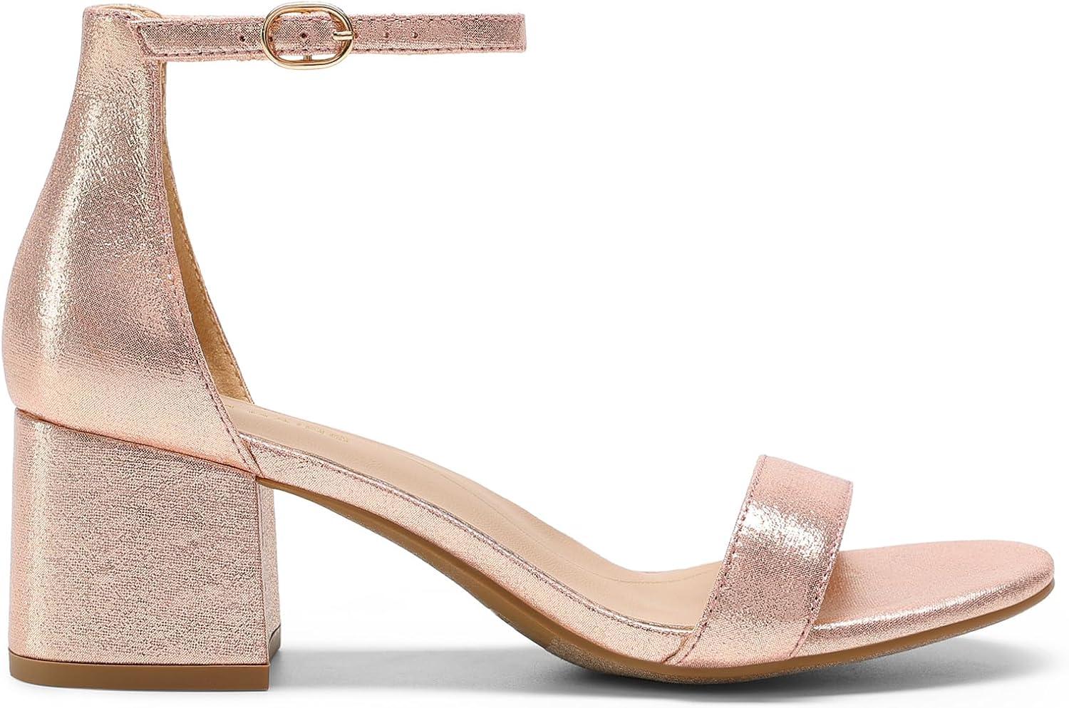 imageDREAM PAIRS Womens LowChunk Low Heel Pump SandalChampagne