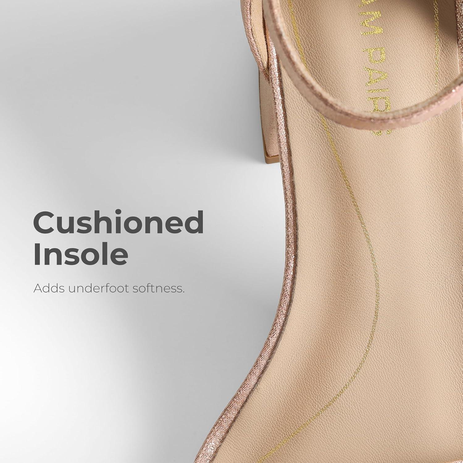 imageDREAM PAIRS Womens LowChunk Low Heel Pump SandalChampagne