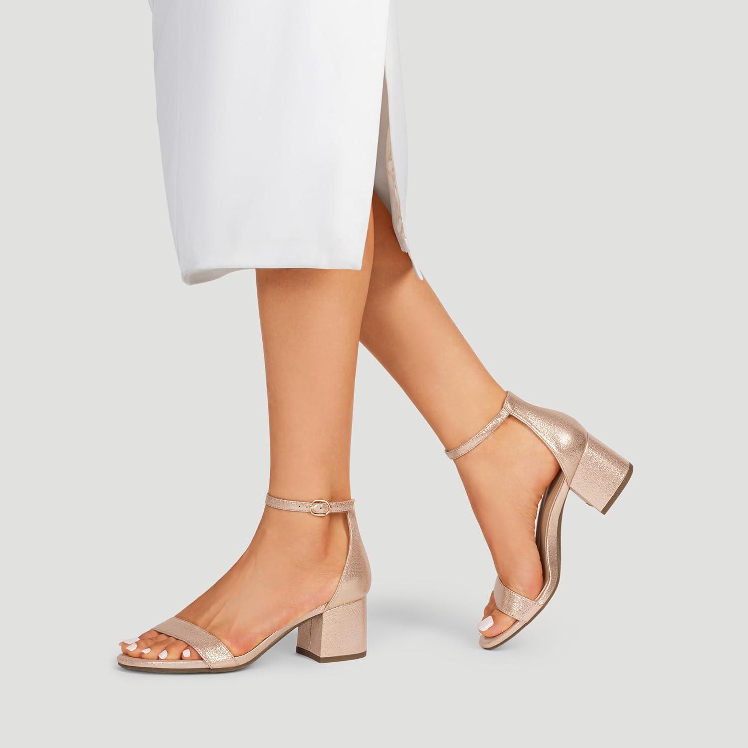 imageDREAM PAIRS Womens LowChunk Low Heel Pump SandalChampagne