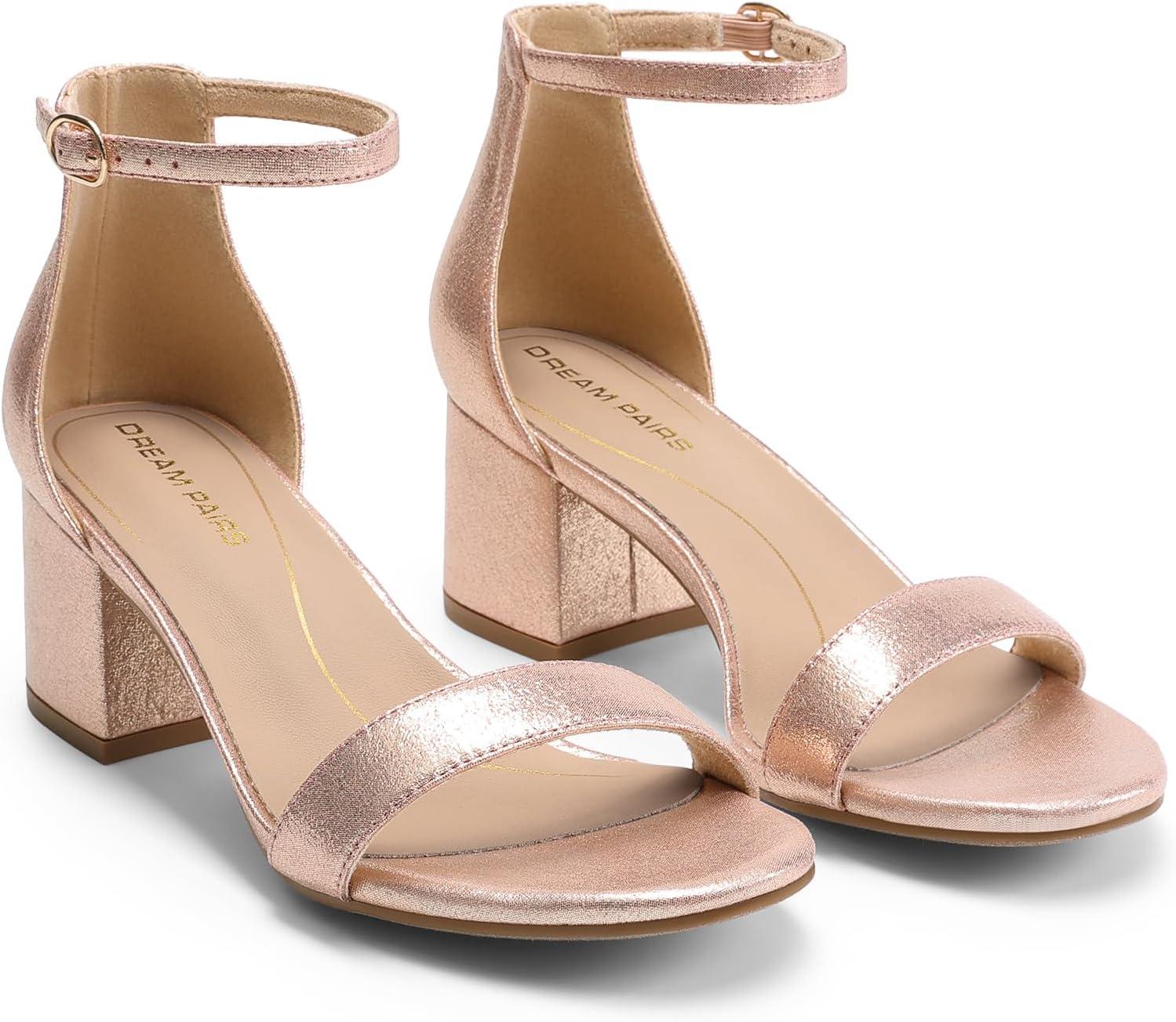imageDREAM PAIRS Womens LowChunk Low Heel Pump SandalChampagne