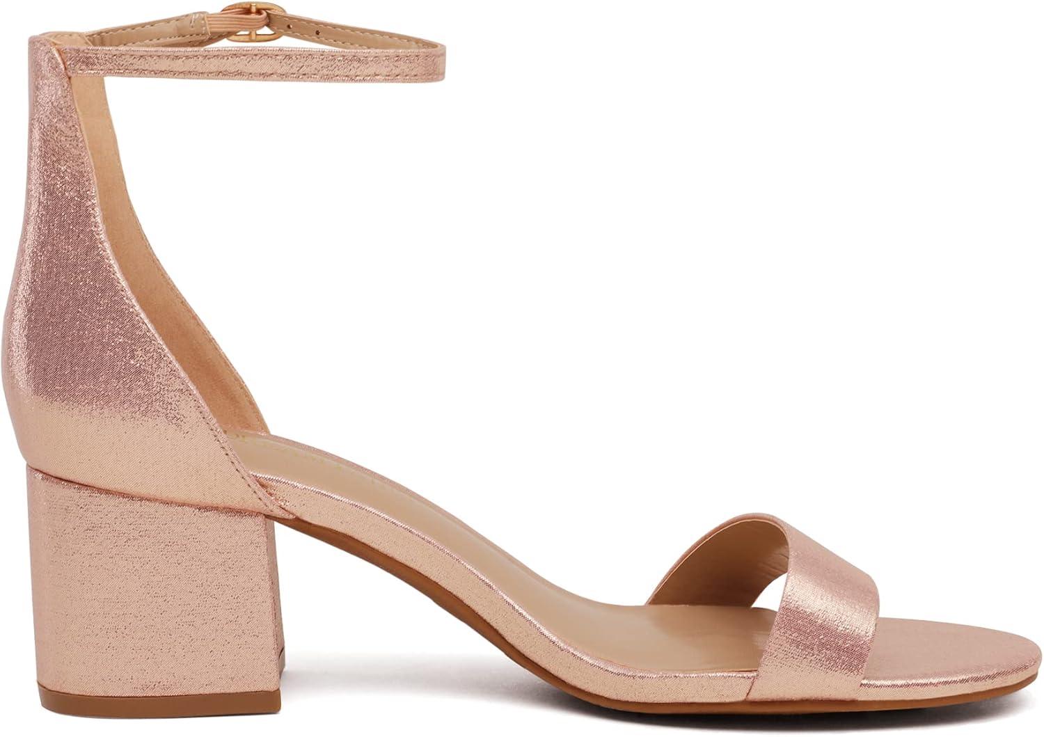 imageDREAM PAIRS Womens LowChunk Low Heel Pump SandalChampagnePearl