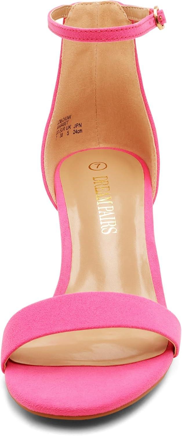 imageDREAM PAIRS Womens LowChunk Low Heel Pump SandalFuchsia