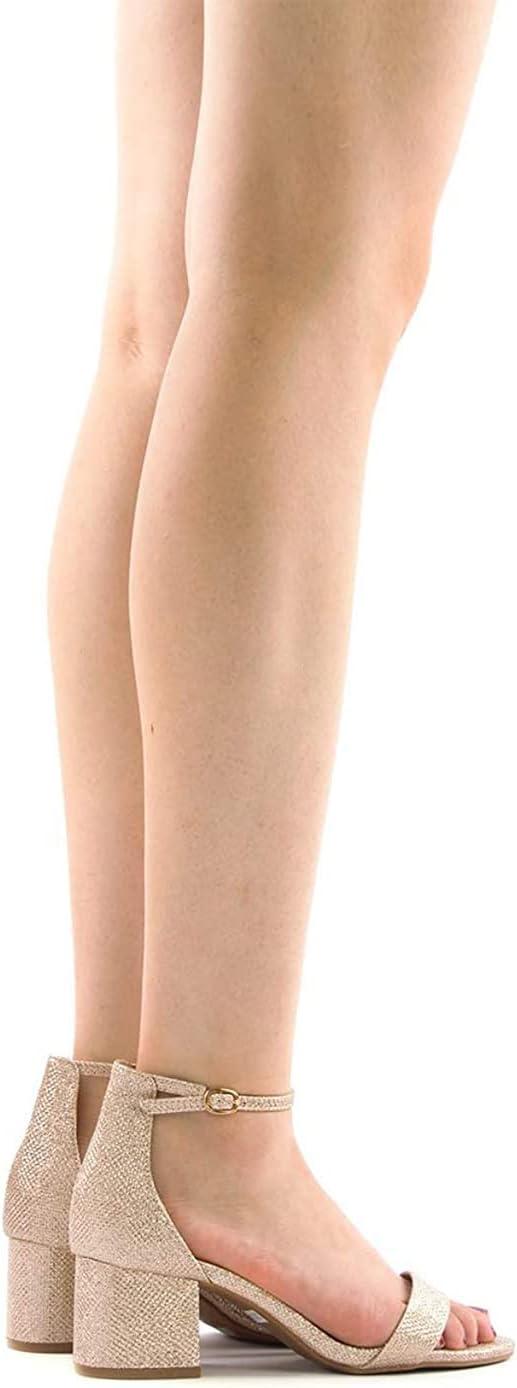 imageDREAM PAIRS Womens LowChunk Low Heel Pump SandalGoldGlitter