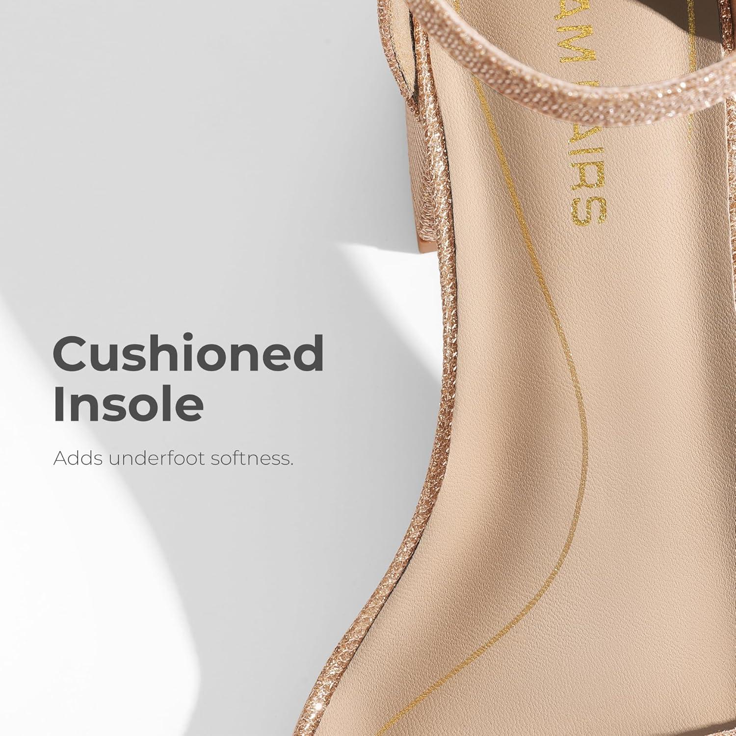 imageDREAM PAIRS Womens LowChunk Low Heel Pump SandalGoldGlitter