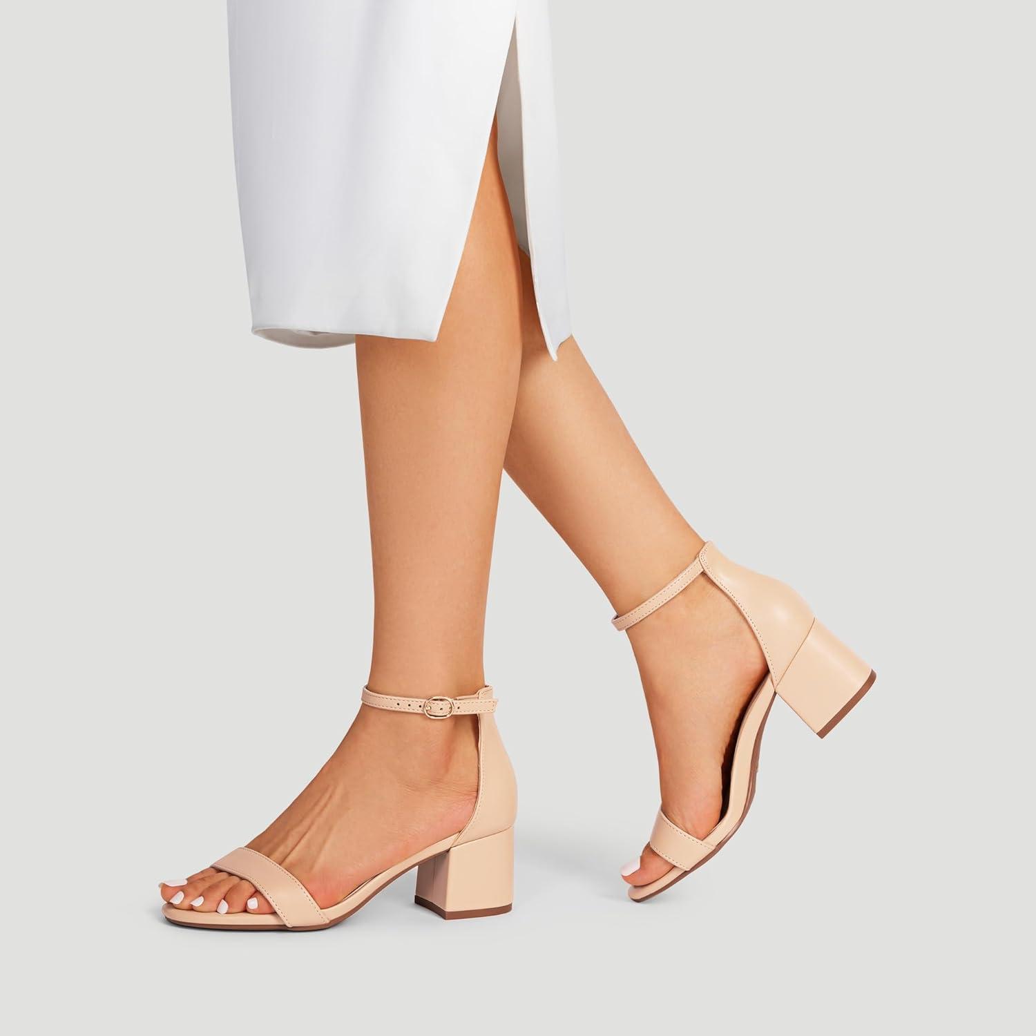 imageDREAM PAIRS Womens LowChunk Low Heel Pump SandalLight Nudepu
