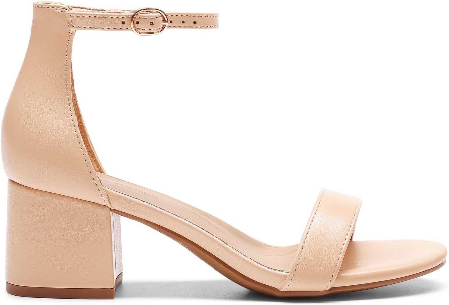 imageDREAM PAIRS Womens LowChunk Low Heel Pump SandalLight Nudepu