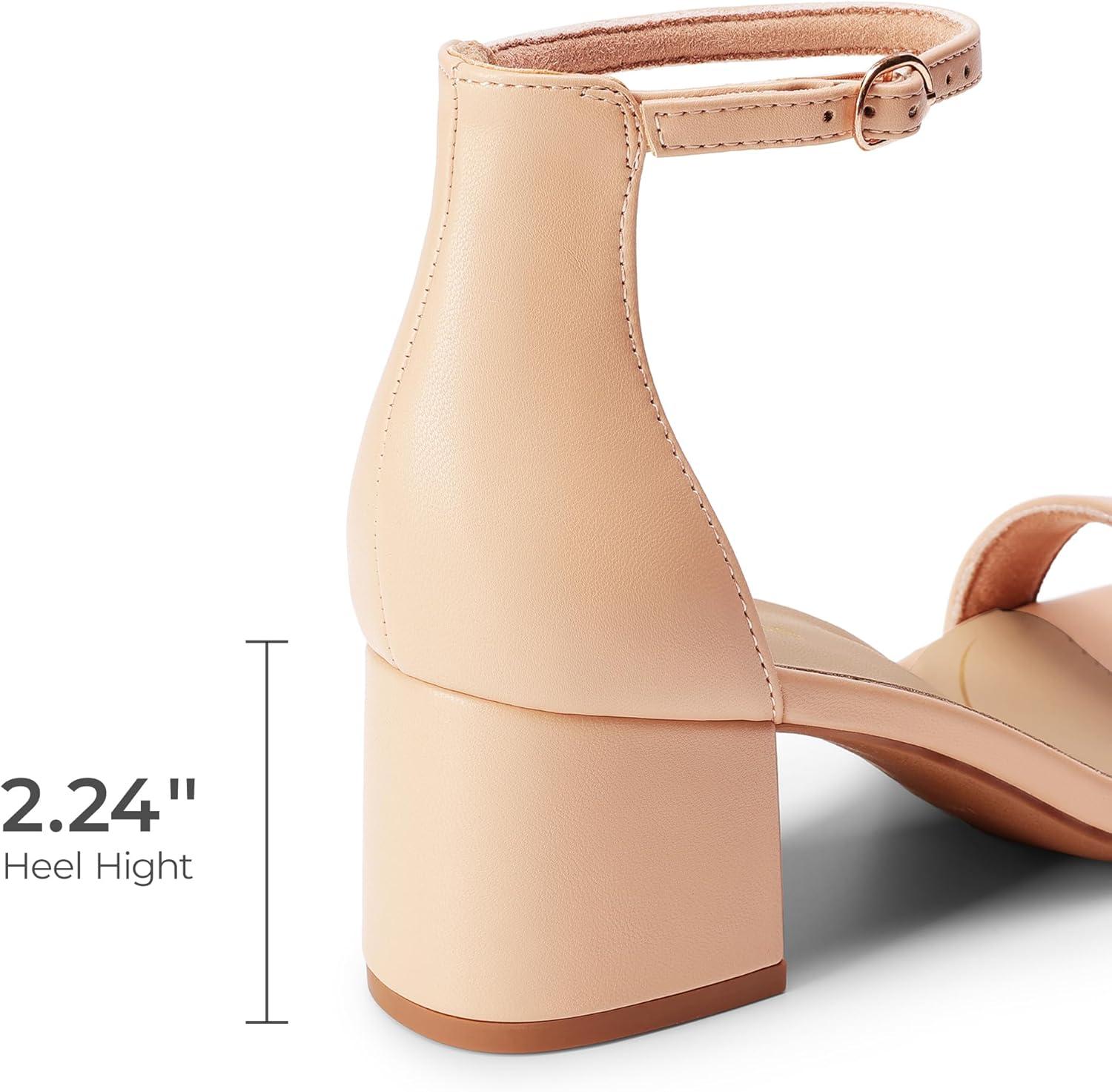 imageDREAM PAIRS Womens LowChunk Low Heel Pump SandalLight Nudepu