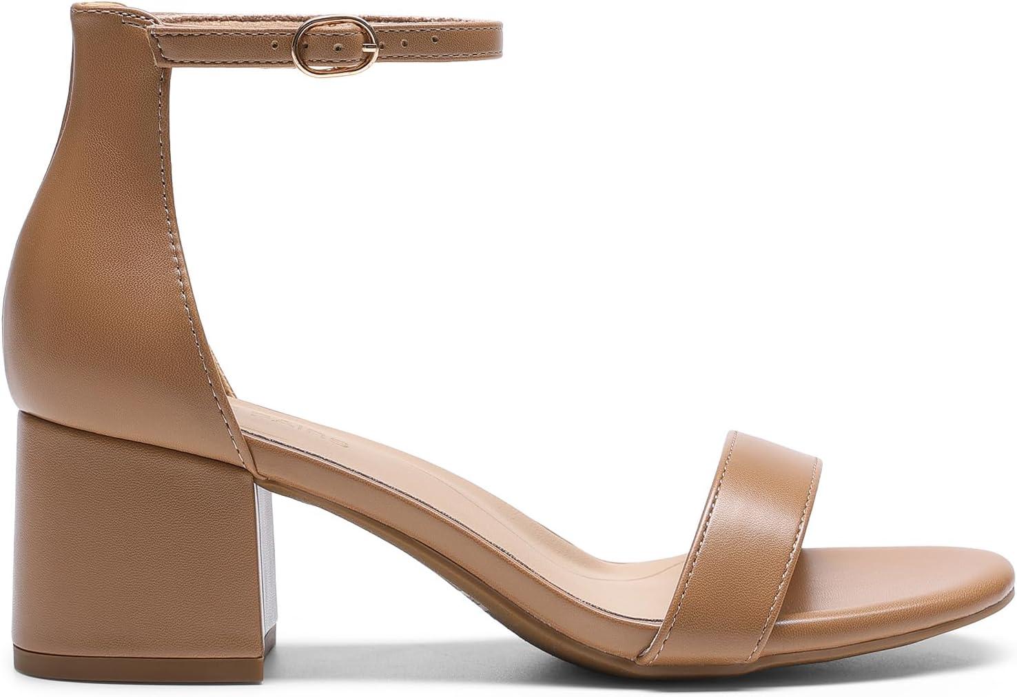 imageDREAM PAIRS Womens LowChunk Low Heel Pump SandalNudePu