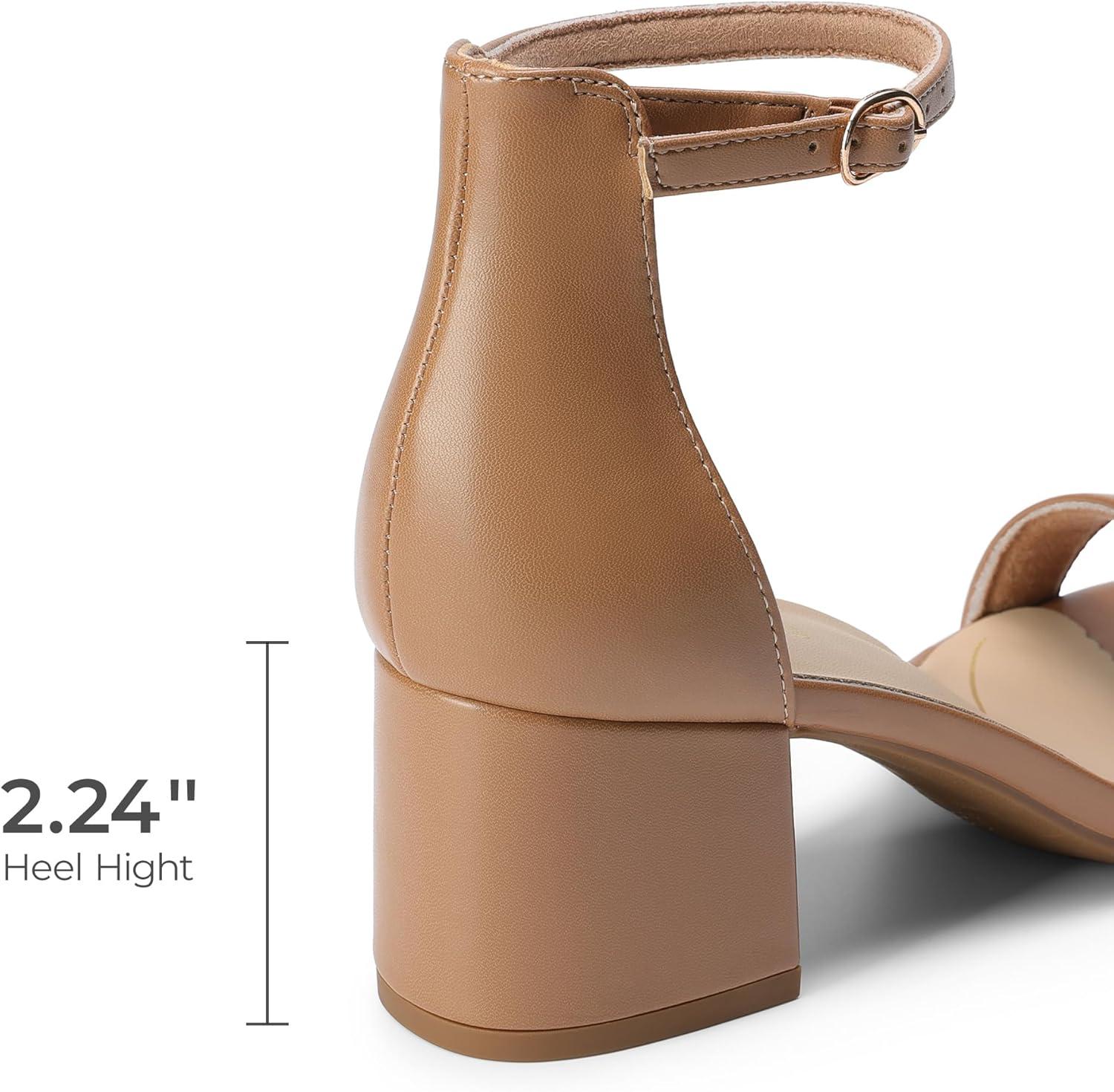 imageDREAM PAIRS Womens LowChunk Low Heel Pump SandalNudePu