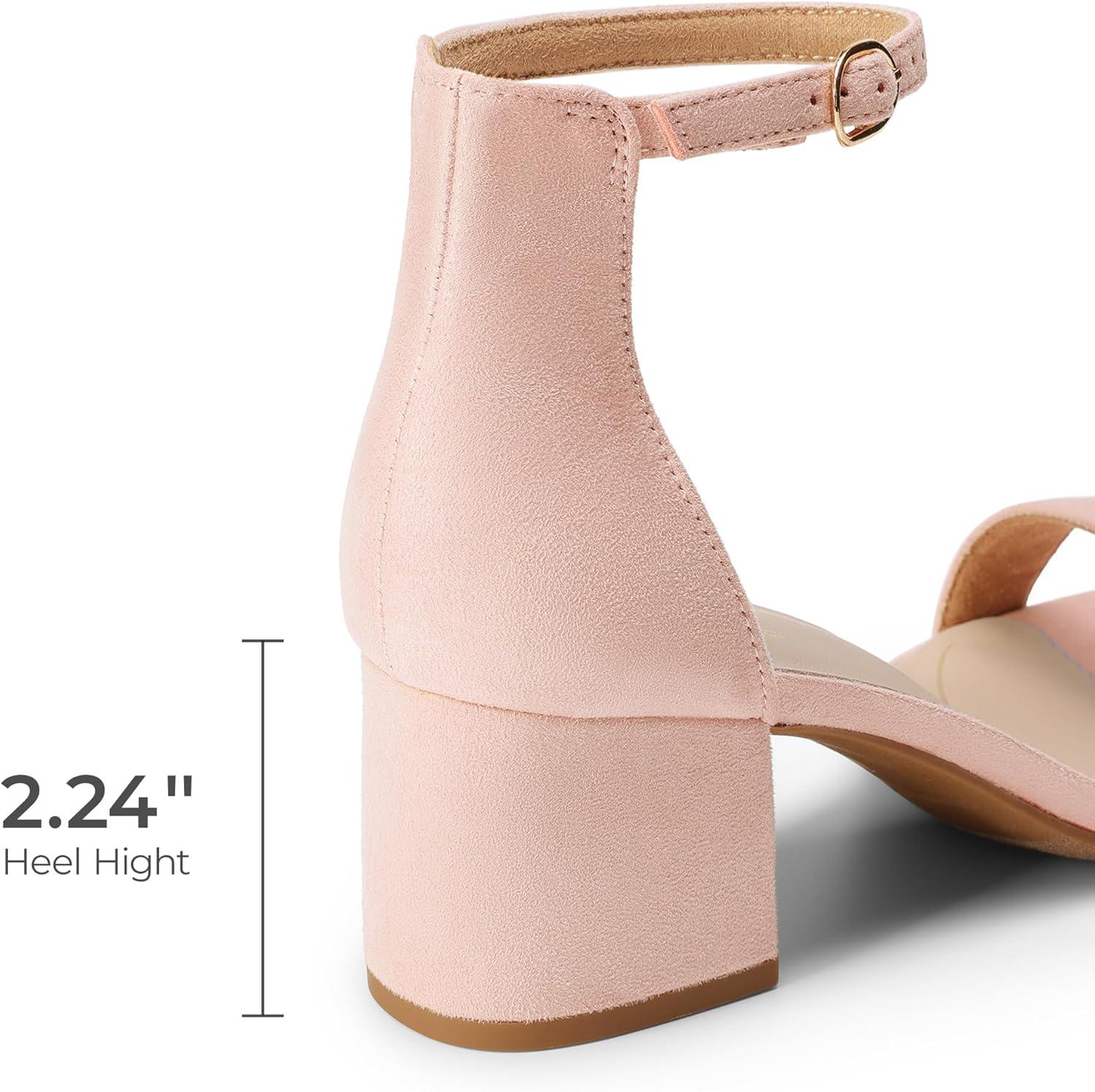 imageDREAM PAIRS Womens LowChunk Low Heel Pump SandalPinkSuede