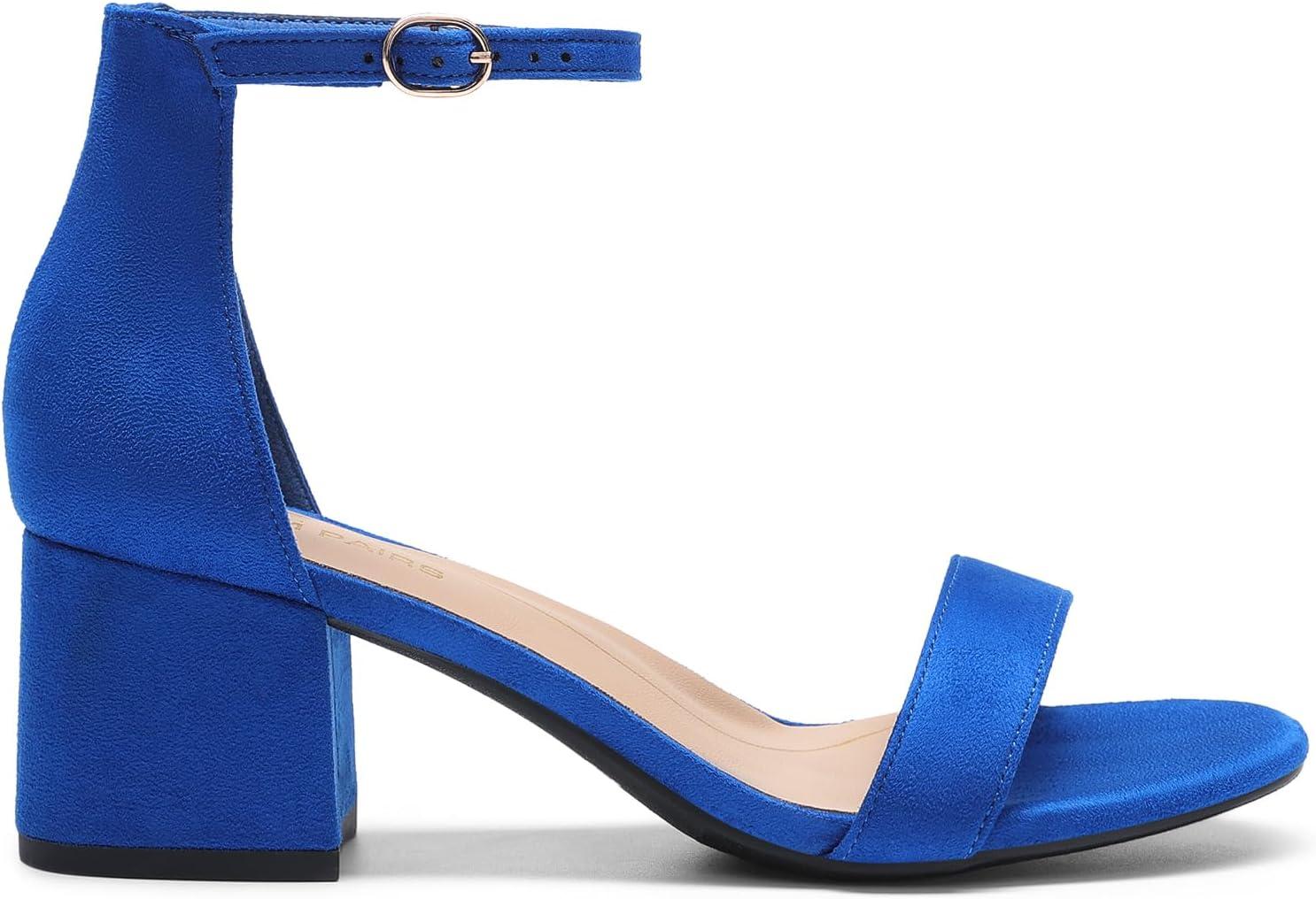 imageDREAM PAIRS Womens LowChunk Low Heel Pump SandalRoyalBlue