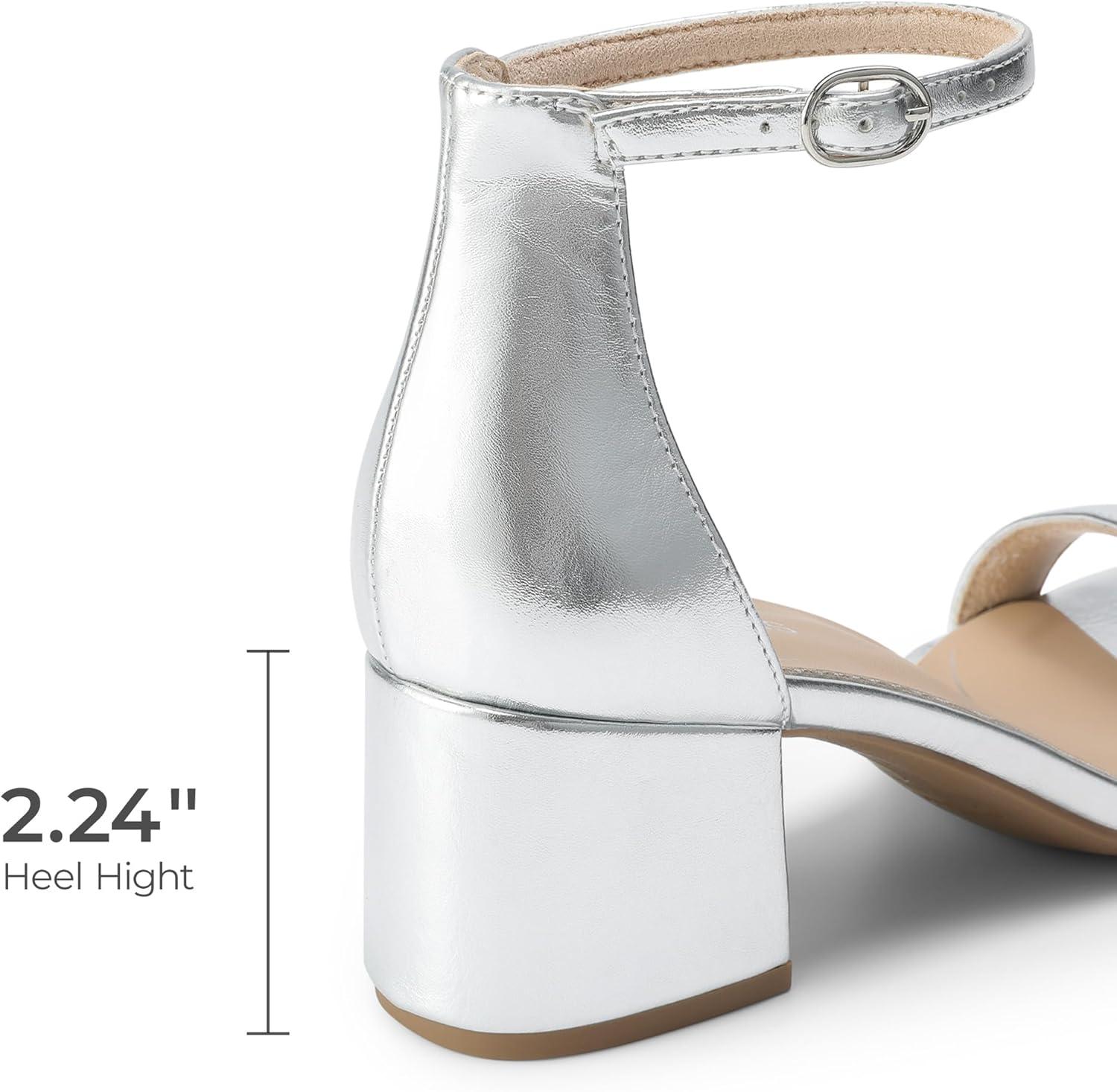 imageDREAM PAIRS Womens LowChunk Low Heel Pump SandalSilvermetallic