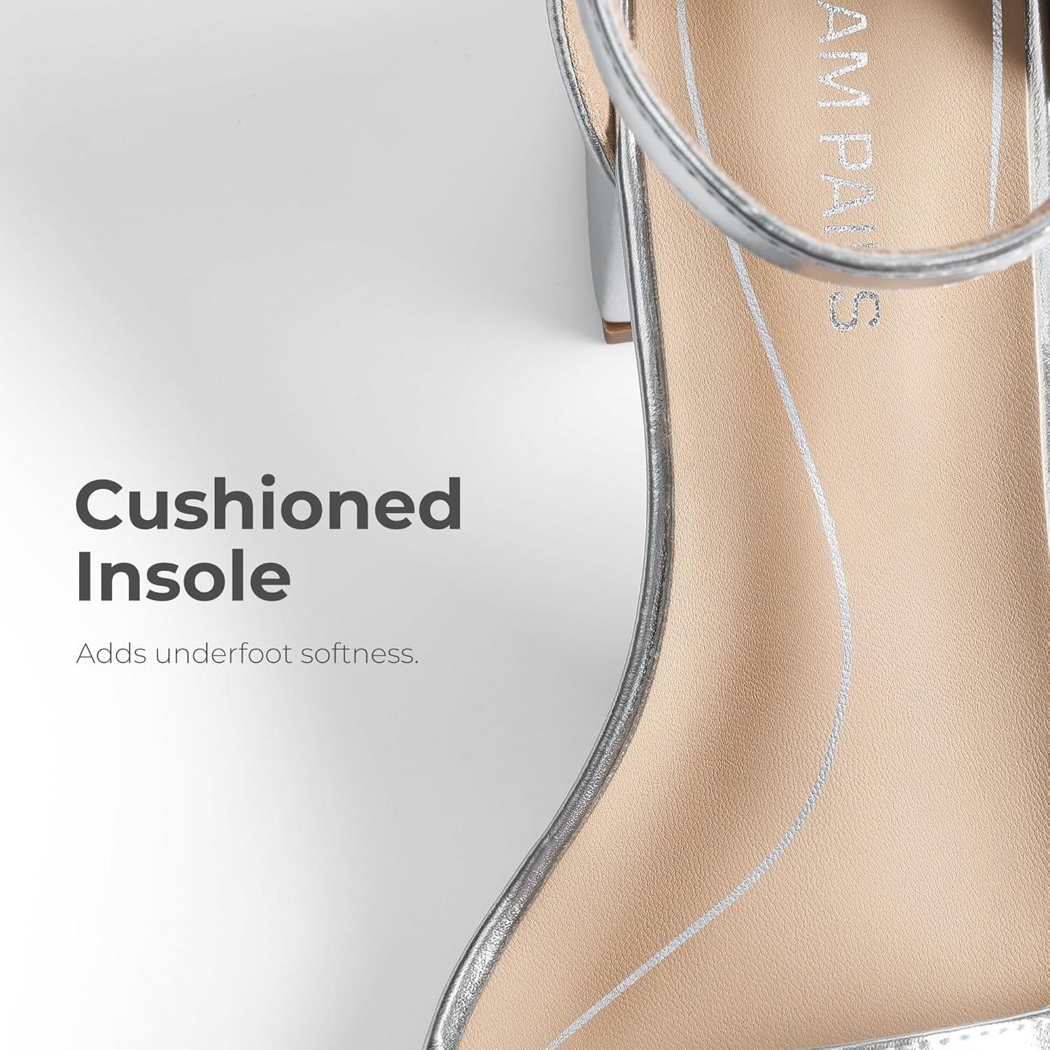 imageDREAM PAIRS Womens LowChunk Low Heel Pump SandalSilvermetallic