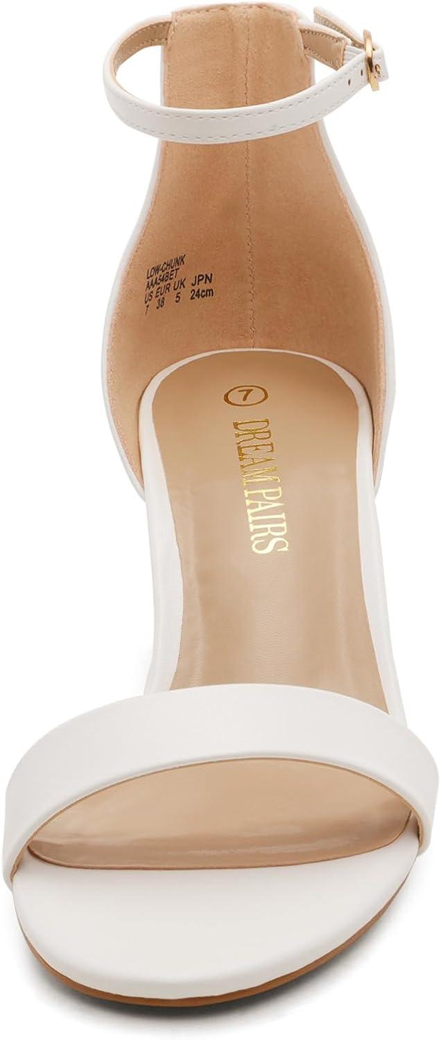imageDREAM PAIRS Womens LowChunk Low Heel Pump SandalWhite