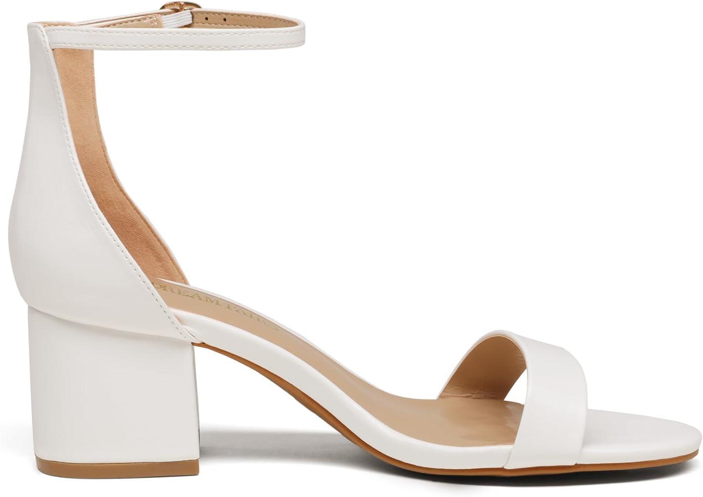 imageDREAM PAIRS Womens LowChunk Low Heel Pump SandalWhite