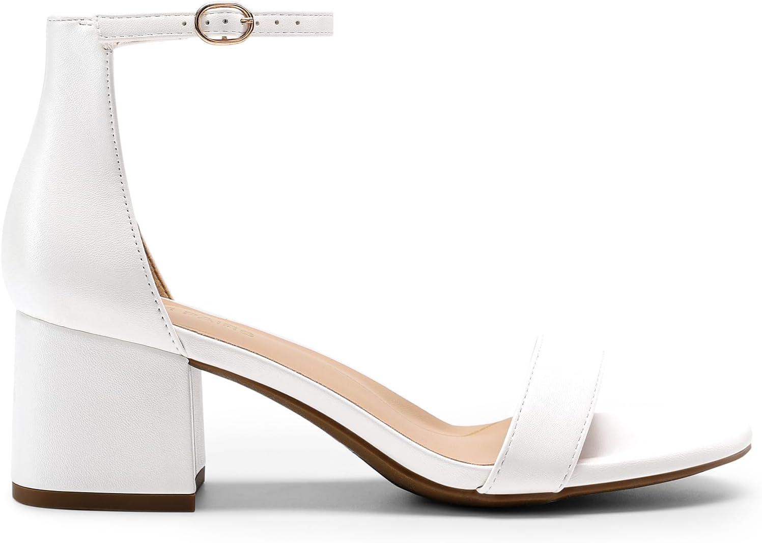 imageDREAM PAIRS Womens LowChunk Low Heel Pump SandalWhitePu