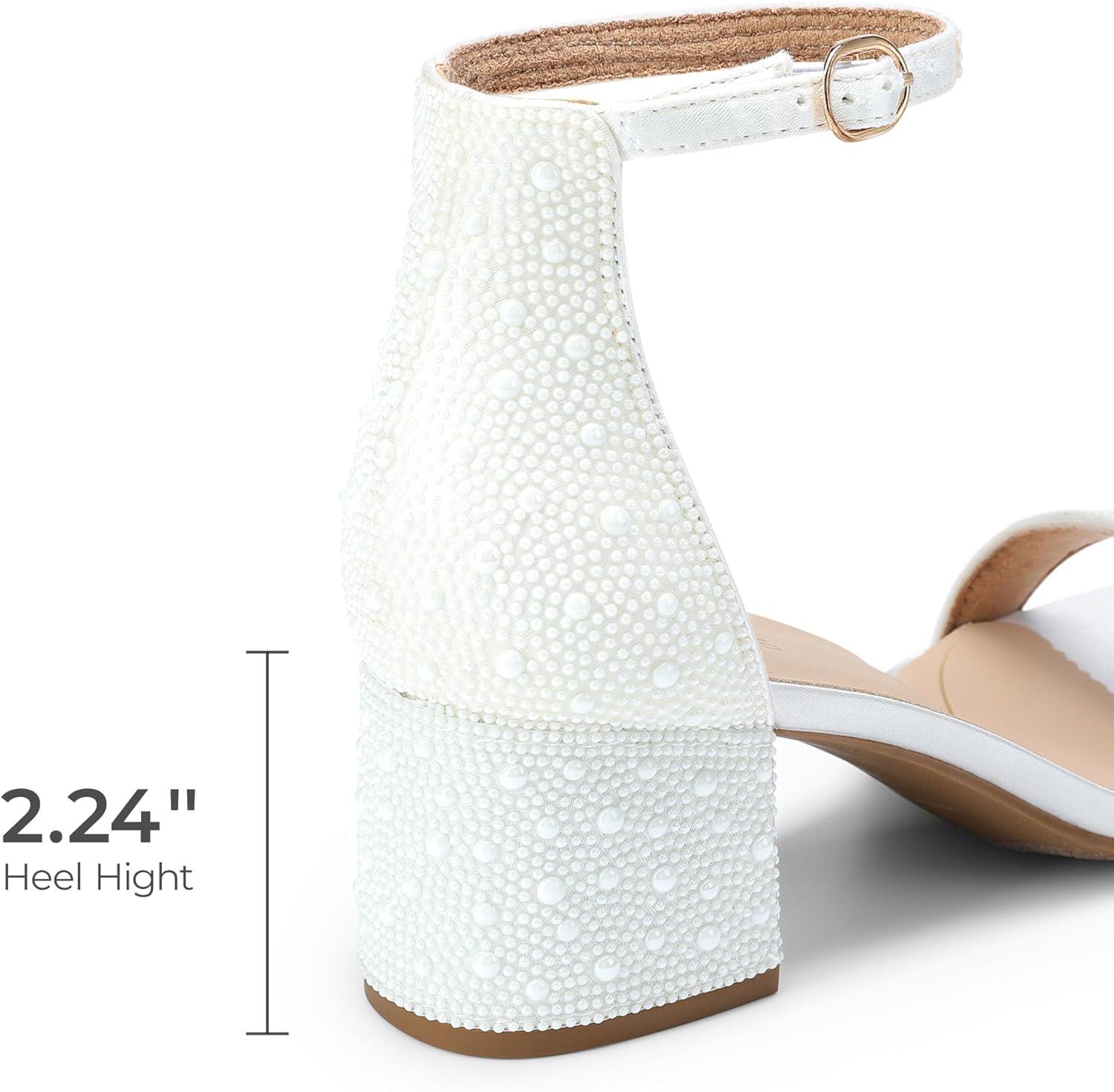 imageDREAM PAIRS Womens LowChunk Low Heel Pump SandalWhitepearl