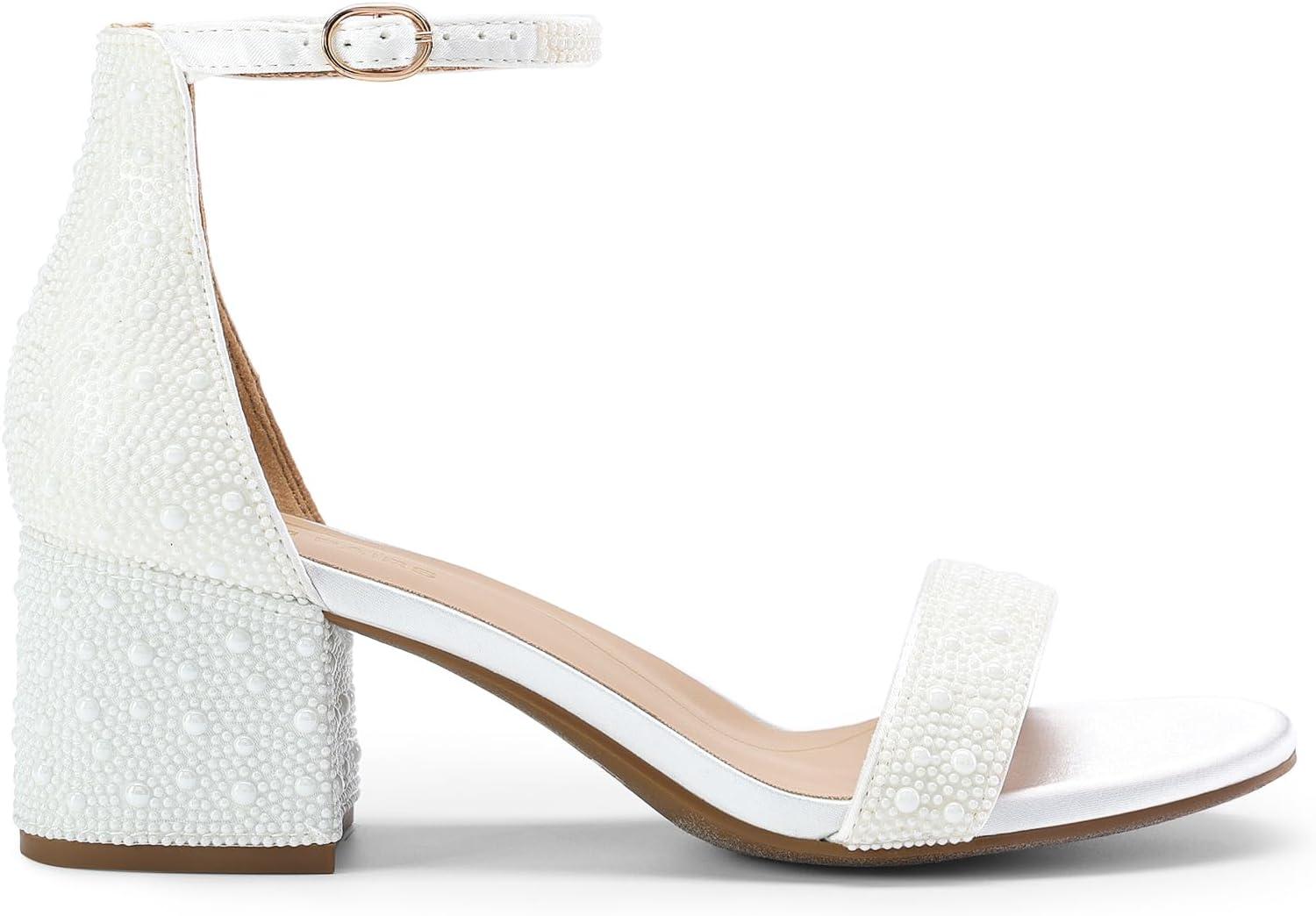 imageDREAM PAIRS Womens LowChunk Low Heel Pump SandalWhitepearl