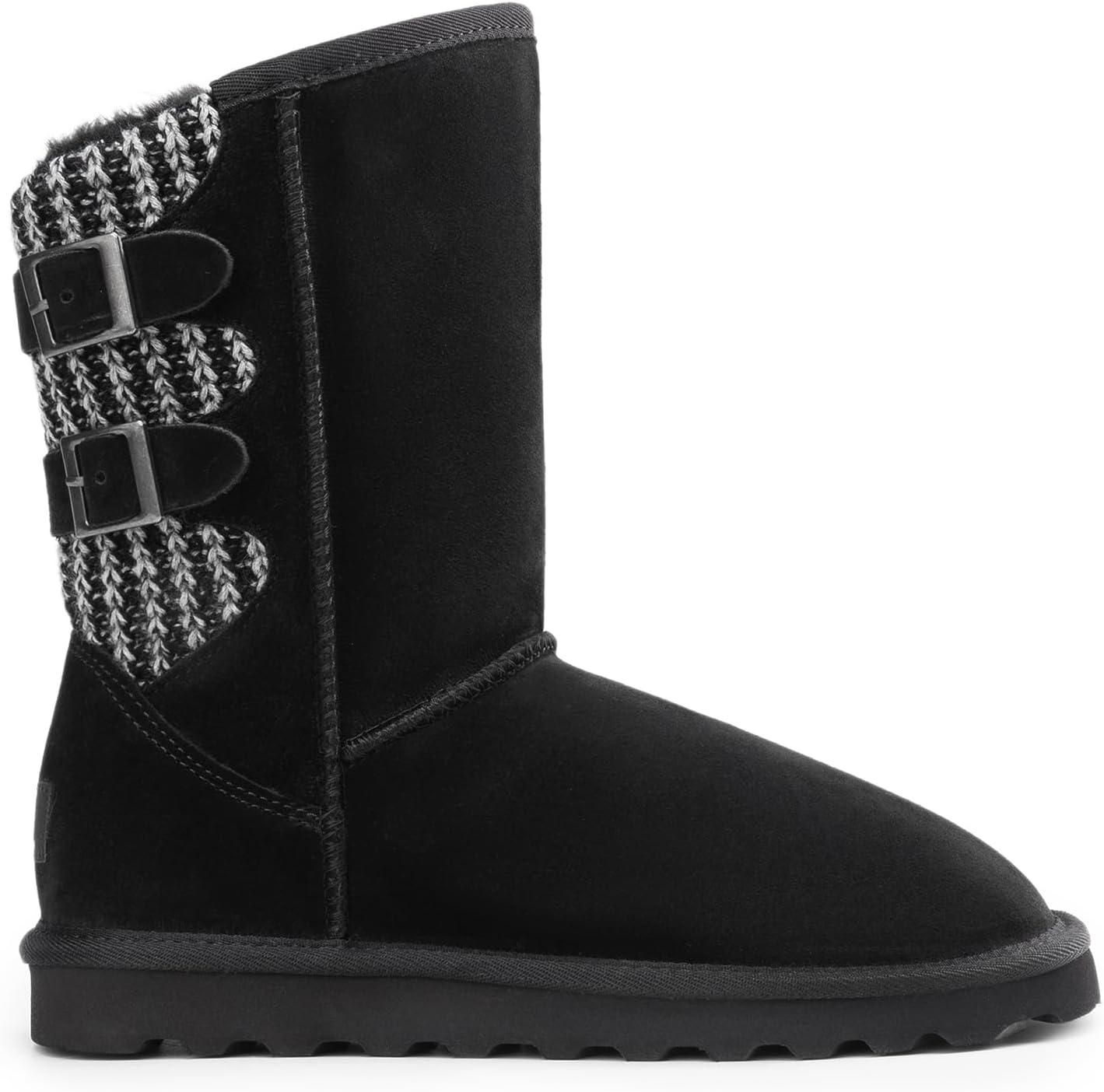 imageDREAM PAIRS Womens Mid Calf Winter Snow Boots Fashion FuzzyChic Buckle BootiesBlack