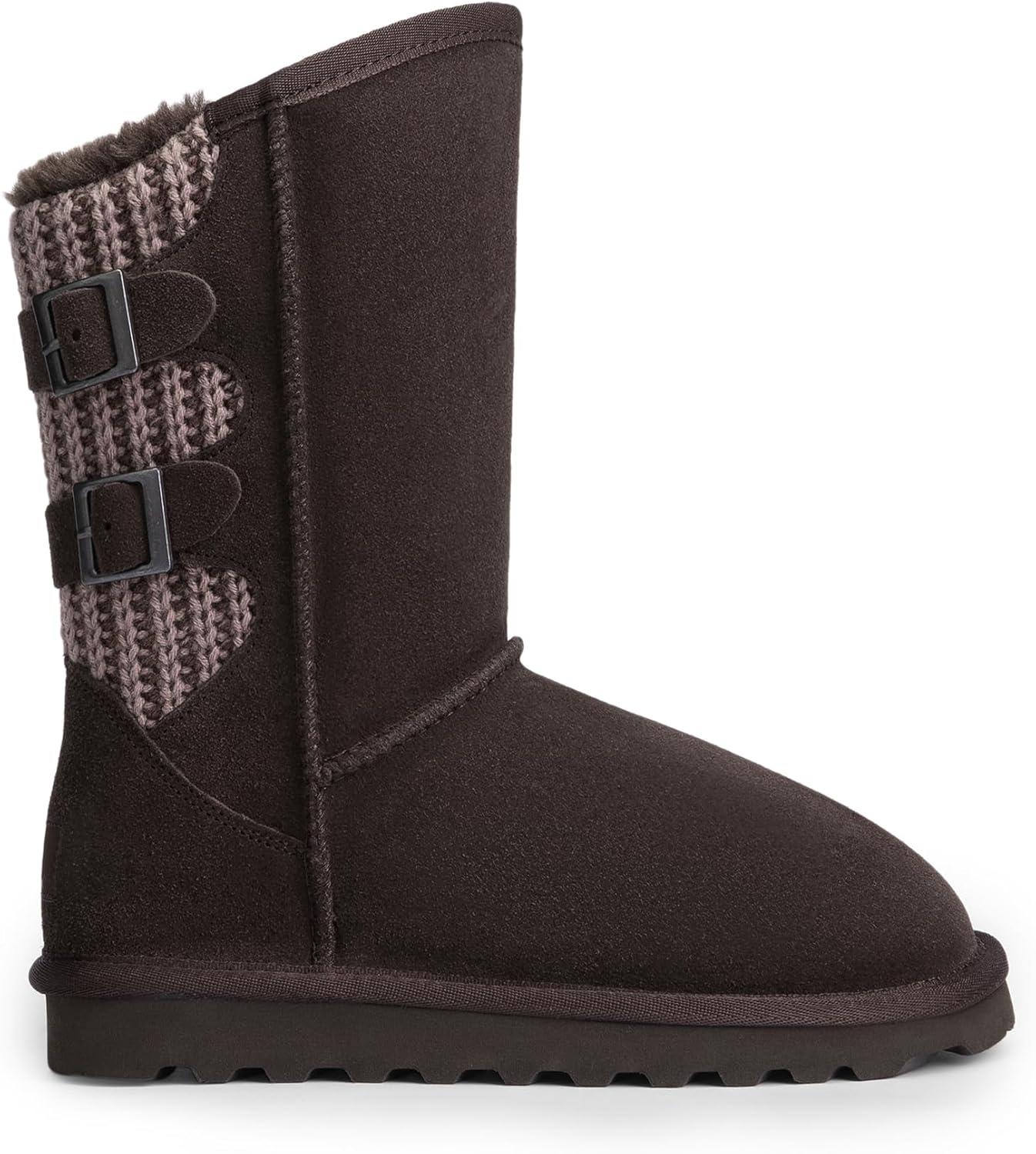 imageDREAM PAIRS Womens Mid Calf Winter Snow Boots Fashion FuzzyChic Buckle BootiesBrown