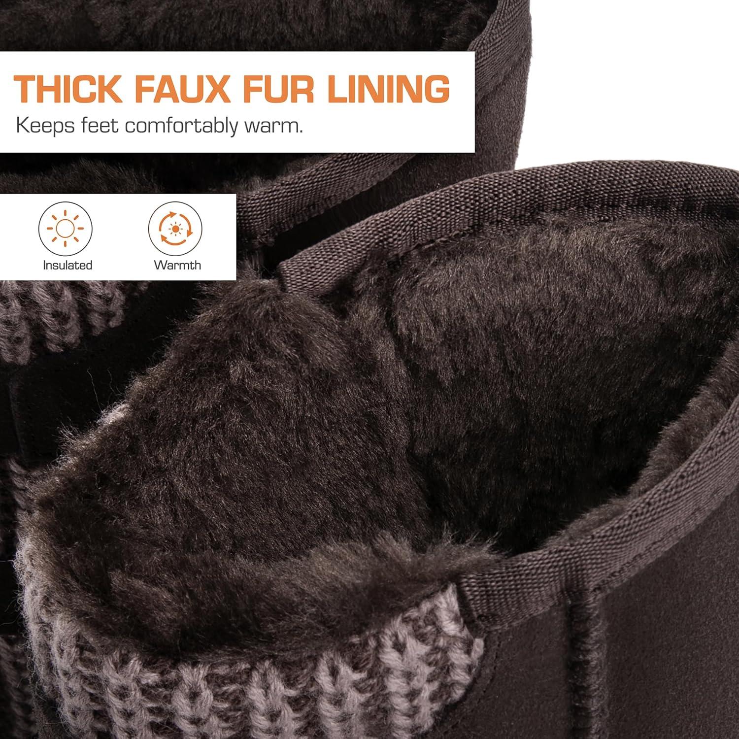 imageDREAM PAIRS Womens Mid Calf Winter Snow Boots Fashion FuzzyChic Buckle BootiesBrown