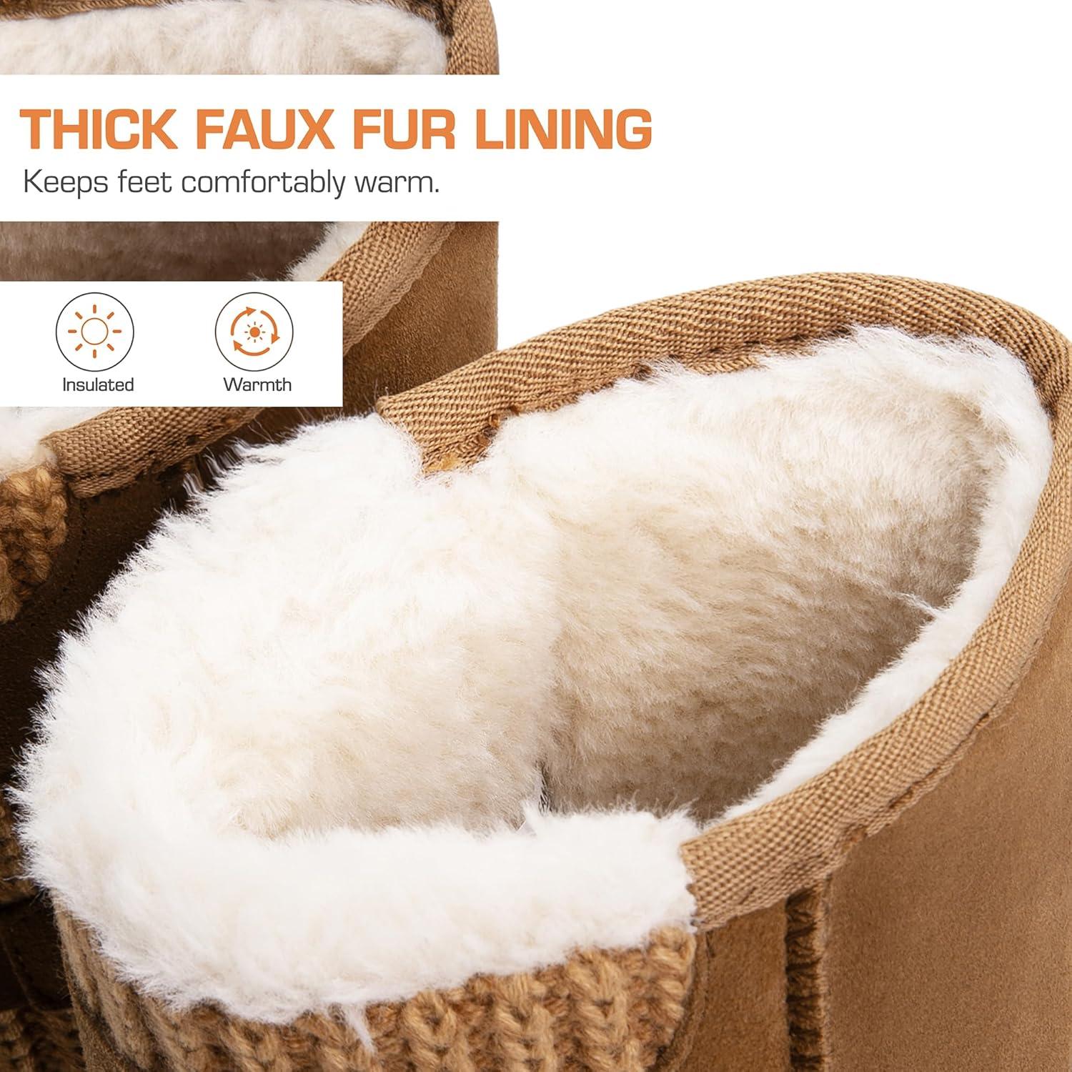 imageDREAM PAIRS Womens Mid Calf Winter Snow Boots Fashion FuzzyChic Buckle BootiesChesnut