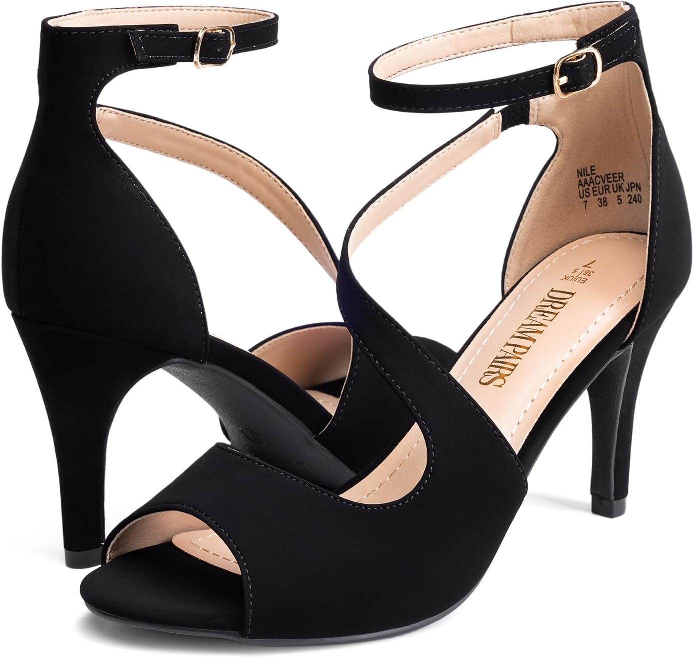 imageDREAM PAIRS Womens NILE Fashion Stilettos Open Toe Pump Heel SandalsDark Black