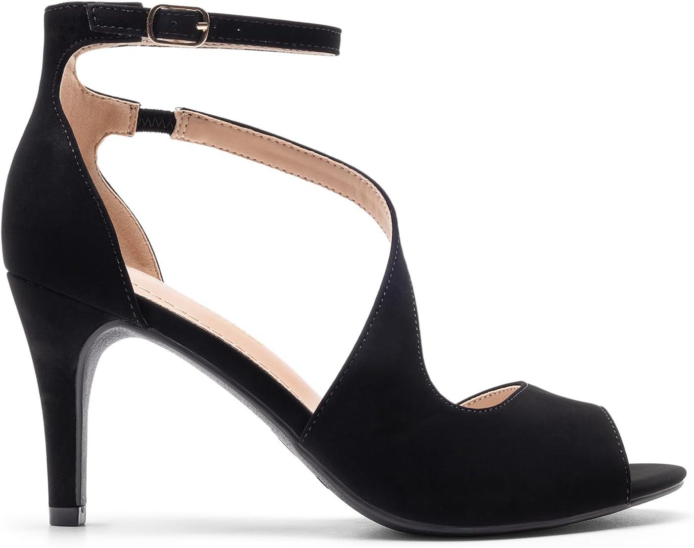 imageDREAM PAIRS Womens NILE Fashion Stilettos Open Toe Pump Heel SandalsDark Black