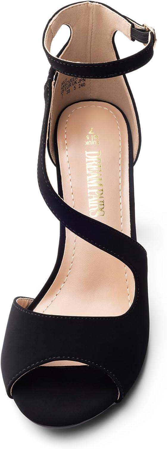 imageDREAM PAIRS Womens NILE Fashion Stilettos Open Toe Pump Heel SandalsDark Black