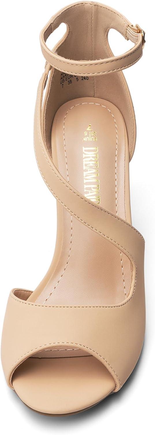imageDREAM PAIRS Womens NILE Fashion Stilettos Open Toe Pump Heel SandalsDark Nude