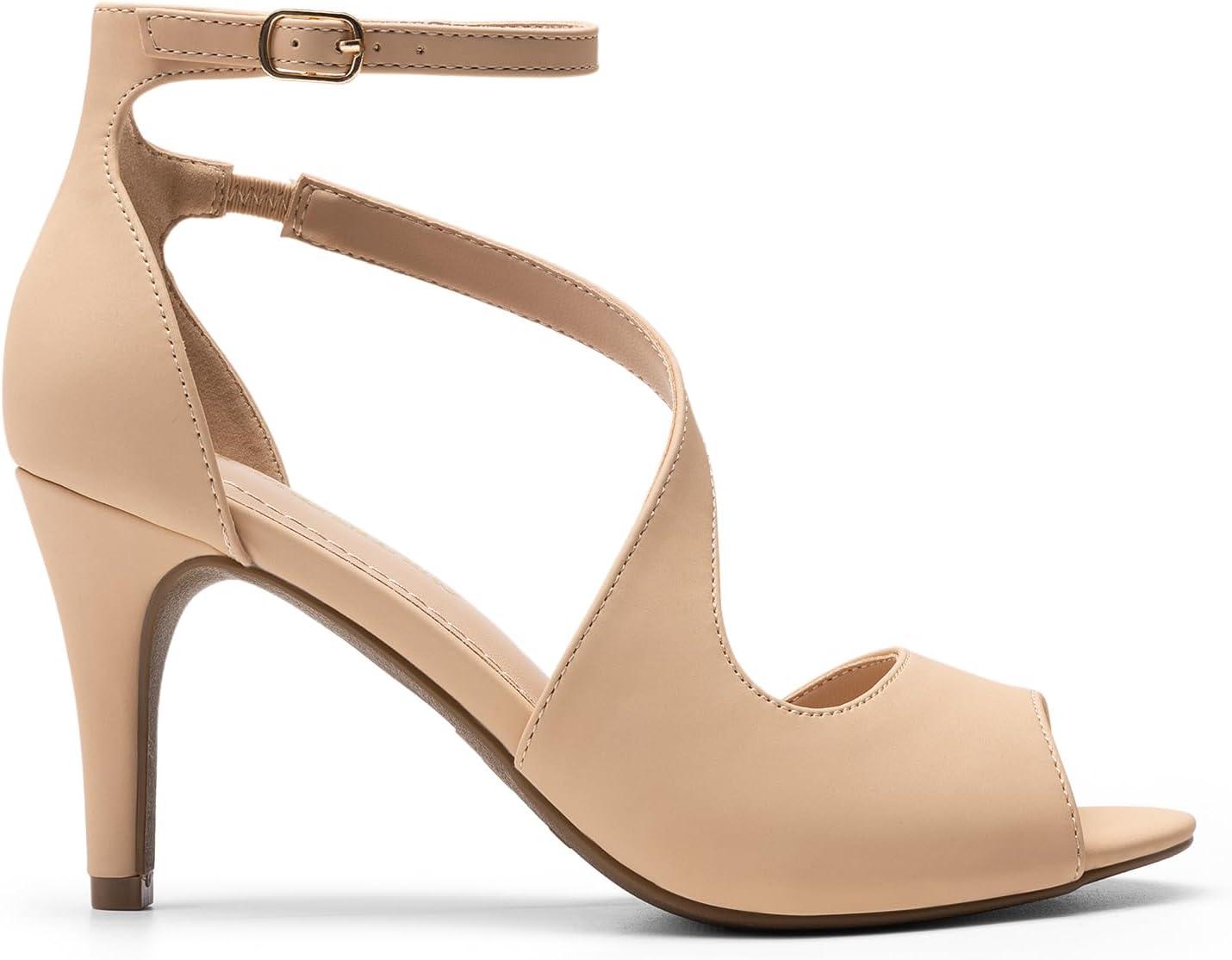 imageDREAM PAIRS Womens NILE Fashion Stilettos Open Toe Pump Heel SandalsDark Nude