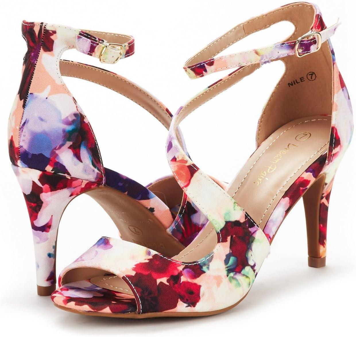 imageDREAM PAIRS Womens NILE Fashion Stilettos Open Toe Pump Heel SandalsFloral