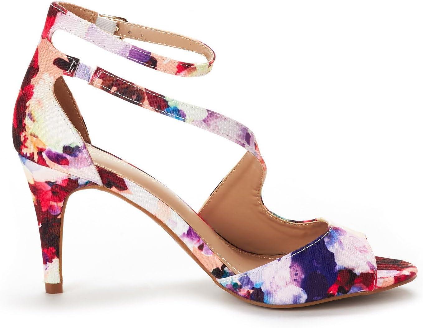 imageDREAM PAIRS Womens NILE Fashion Stilettos Open Toe Pump Heel SandalsFloral