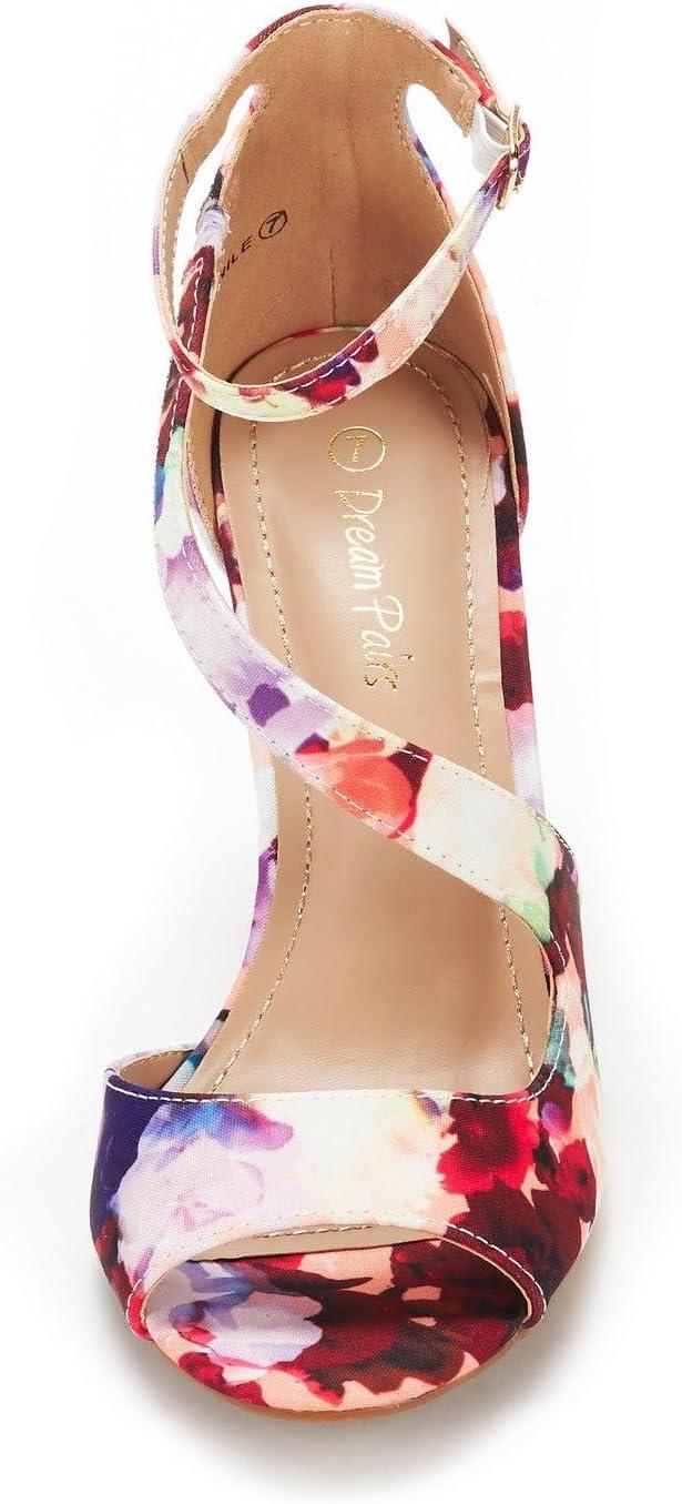 imageDREAM PAIRS Womens NILE Fashion Stilettos Open Toe Pump Heel SandalsFloral