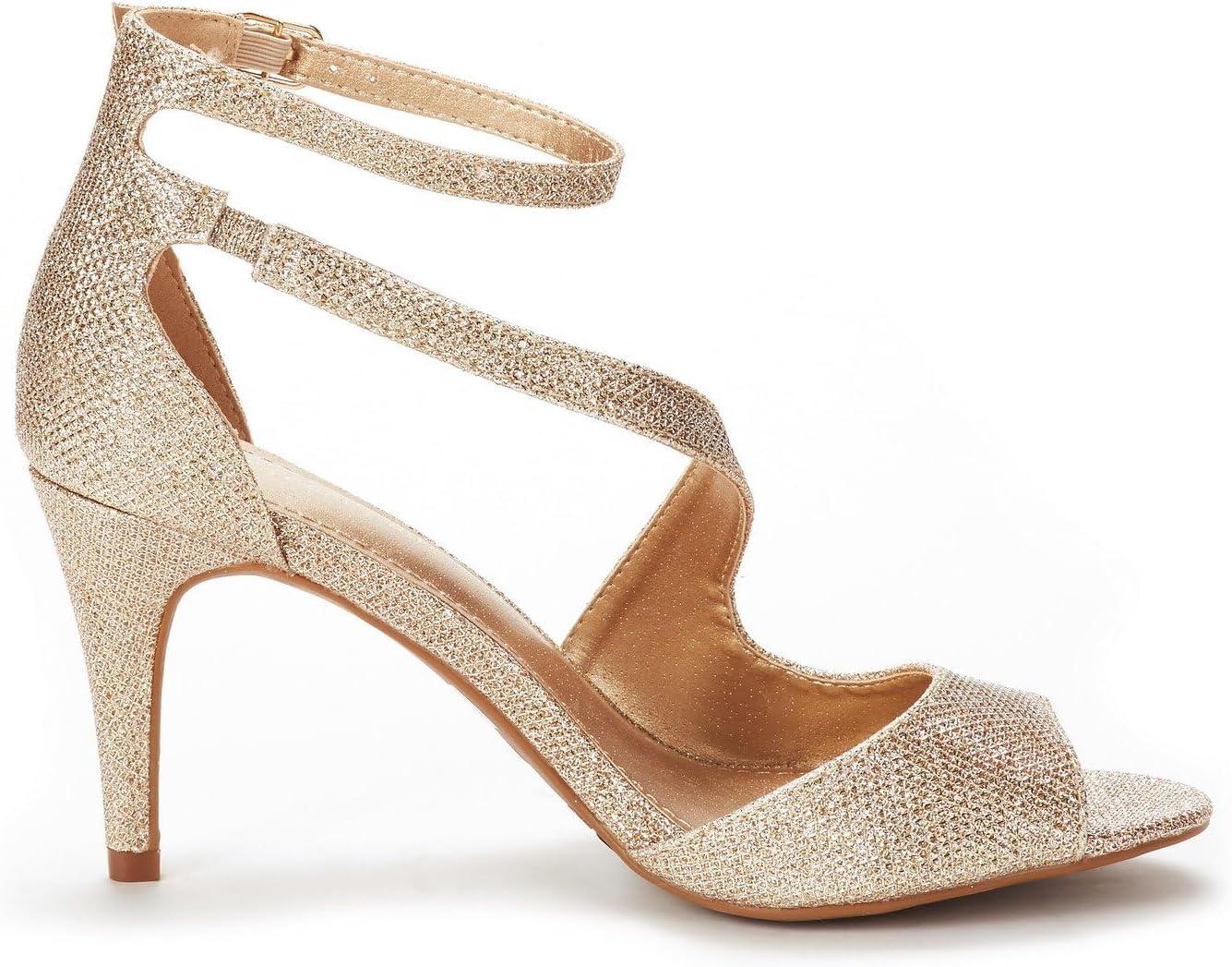 imageDREAM PAIRS Womens NILE Fashion Stilettos Open Toe Pump Heel SandalsGold Glitter