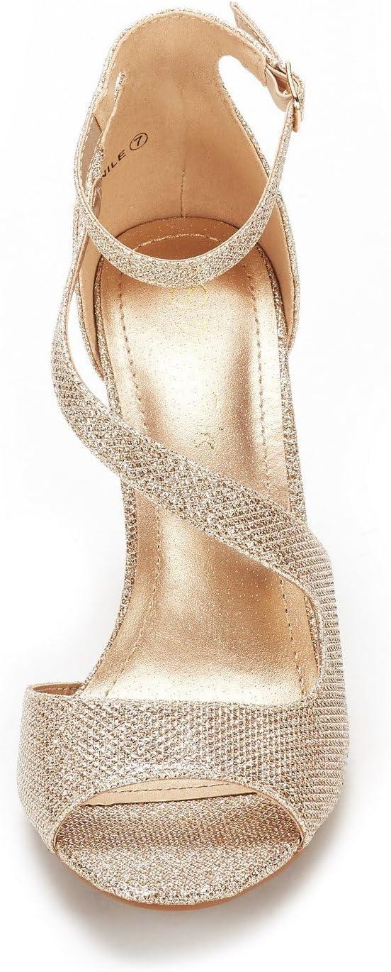 imageDREAM PAIRS Womens NILE Fashion Stilettos Open Toe Pump Heel SandalsGold Glitter